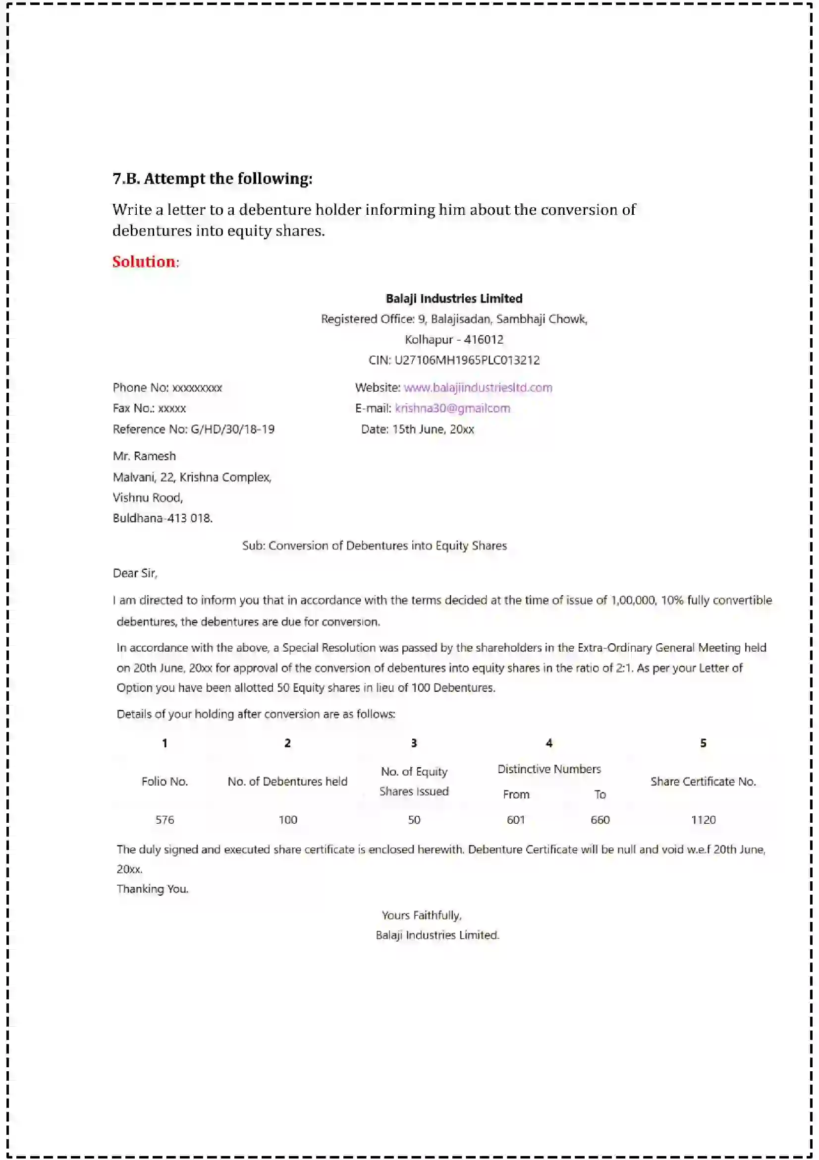 Maharashtra Board Class 12th 2025 Secretarial Practice Set - 1 - Sample Paper 19