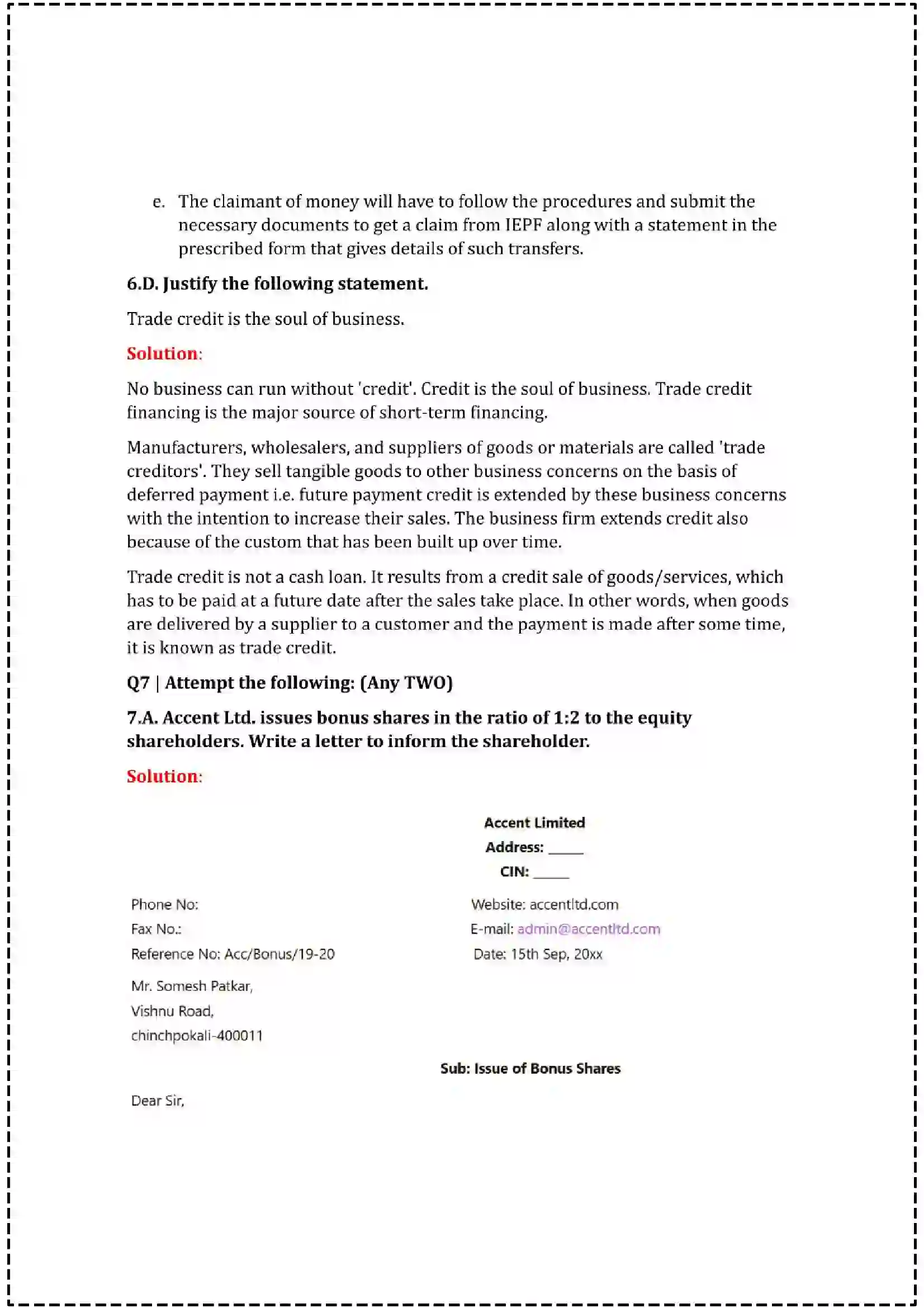 Maharashtra Board Class 12th 2025 Secretarial Practice Set - 2 - Sample Paper 16