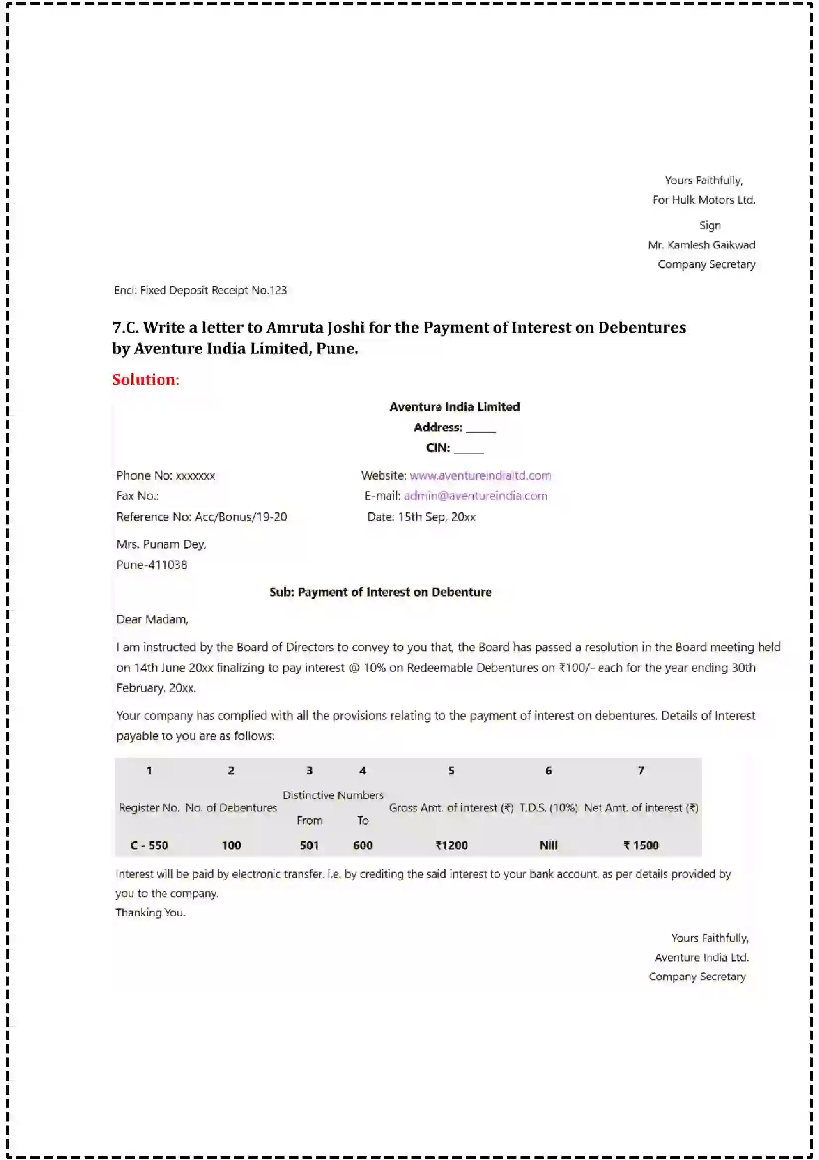Maharashtra Board Class 12th 2025 Secretarial Practice Set - 2 - Sample Paper 19