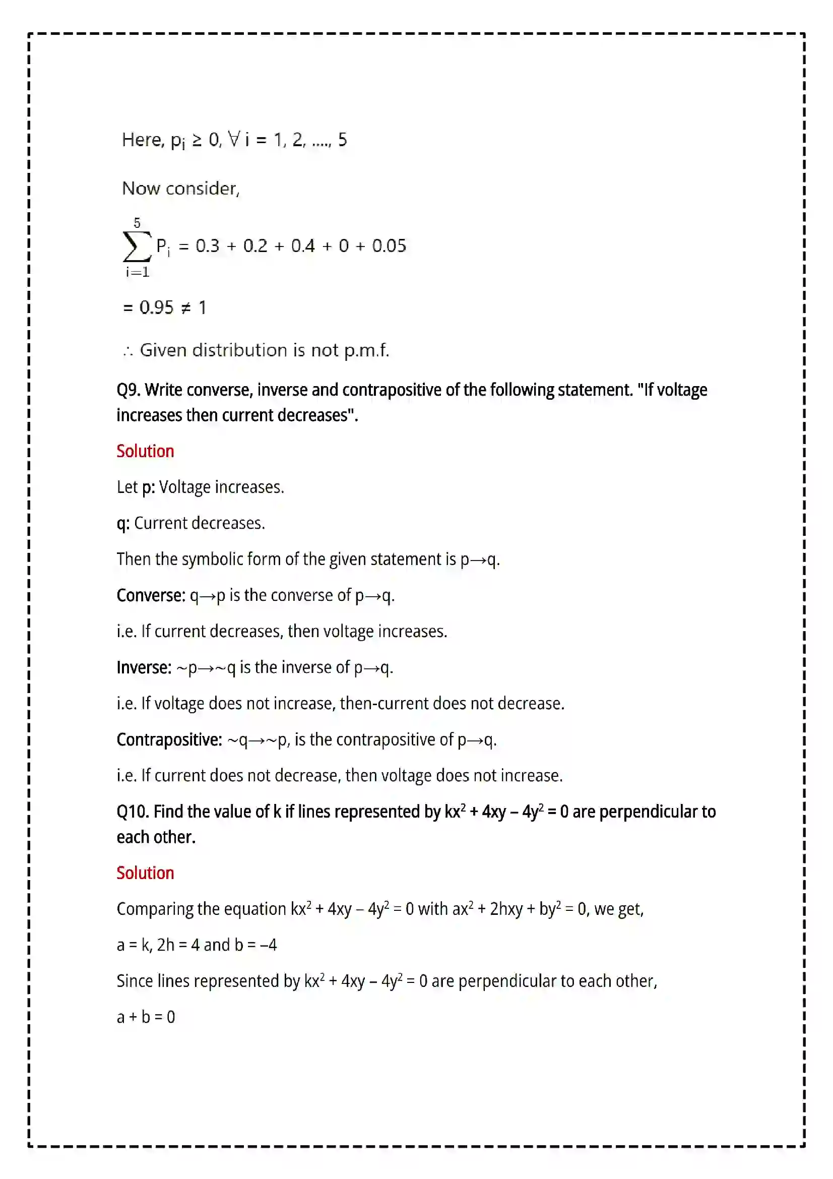 Maharashtra Board Class 12th 2025 Mathematics and Statistics Set - 2 - Sample Paper 12