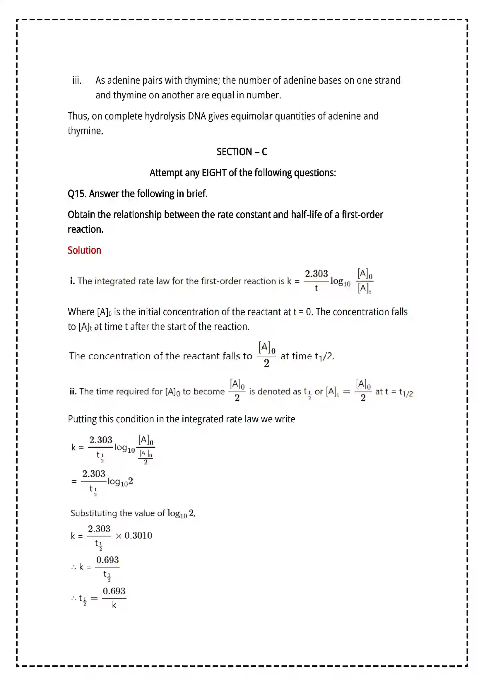 Maharashtra Board Class 12th 2025 Chemistry Set- 1 - Sample Paper 15