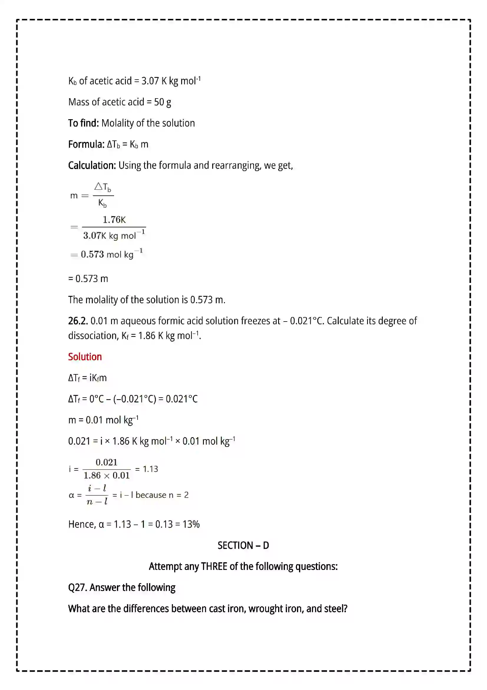 Maharashtra Board Class 12th 2025 Chemistry Set- 1 - Sample Paper 23
