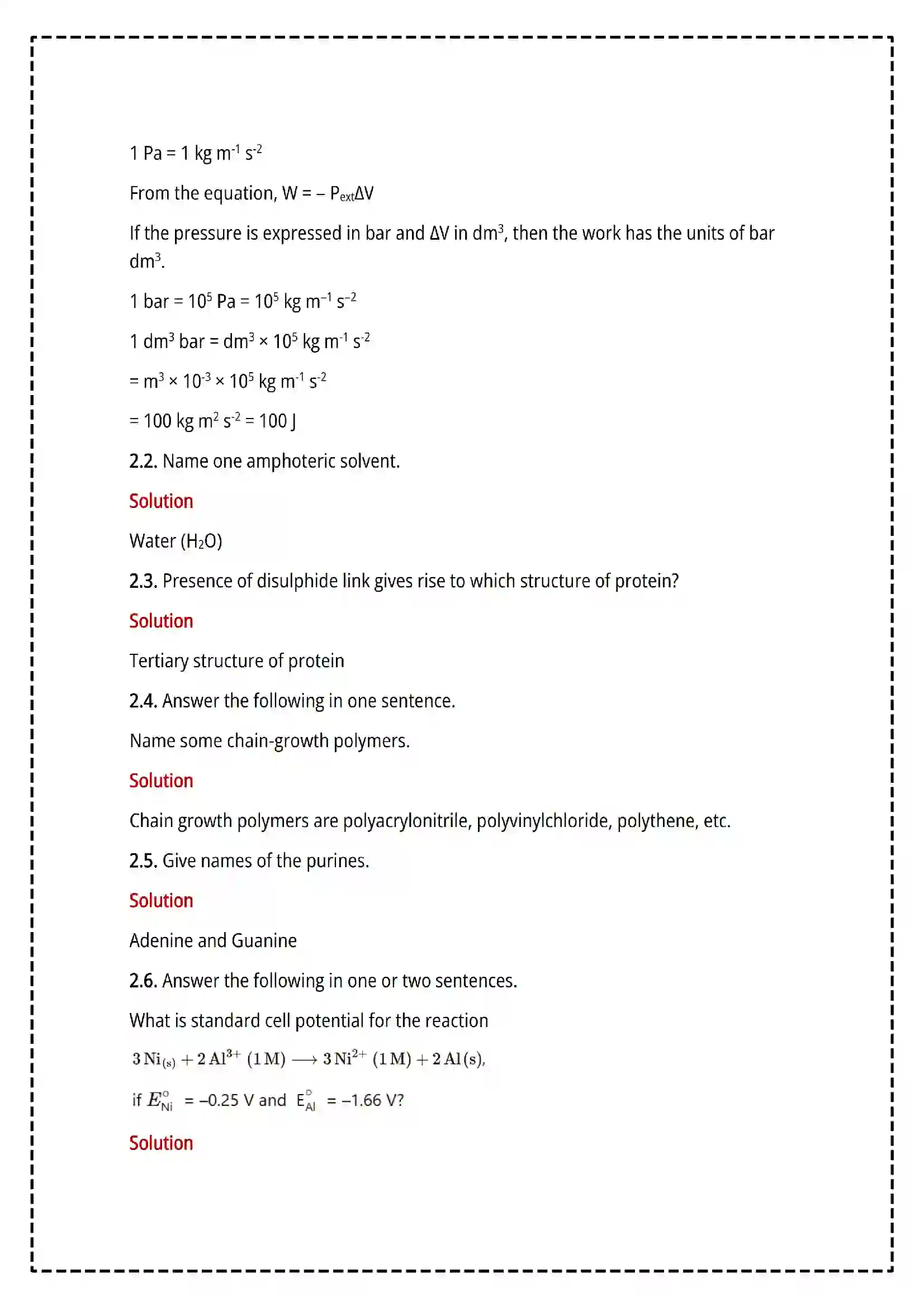 Maharashtra Board Class 12th 2025 Chemistry Set- 1 - Sample Paper 8