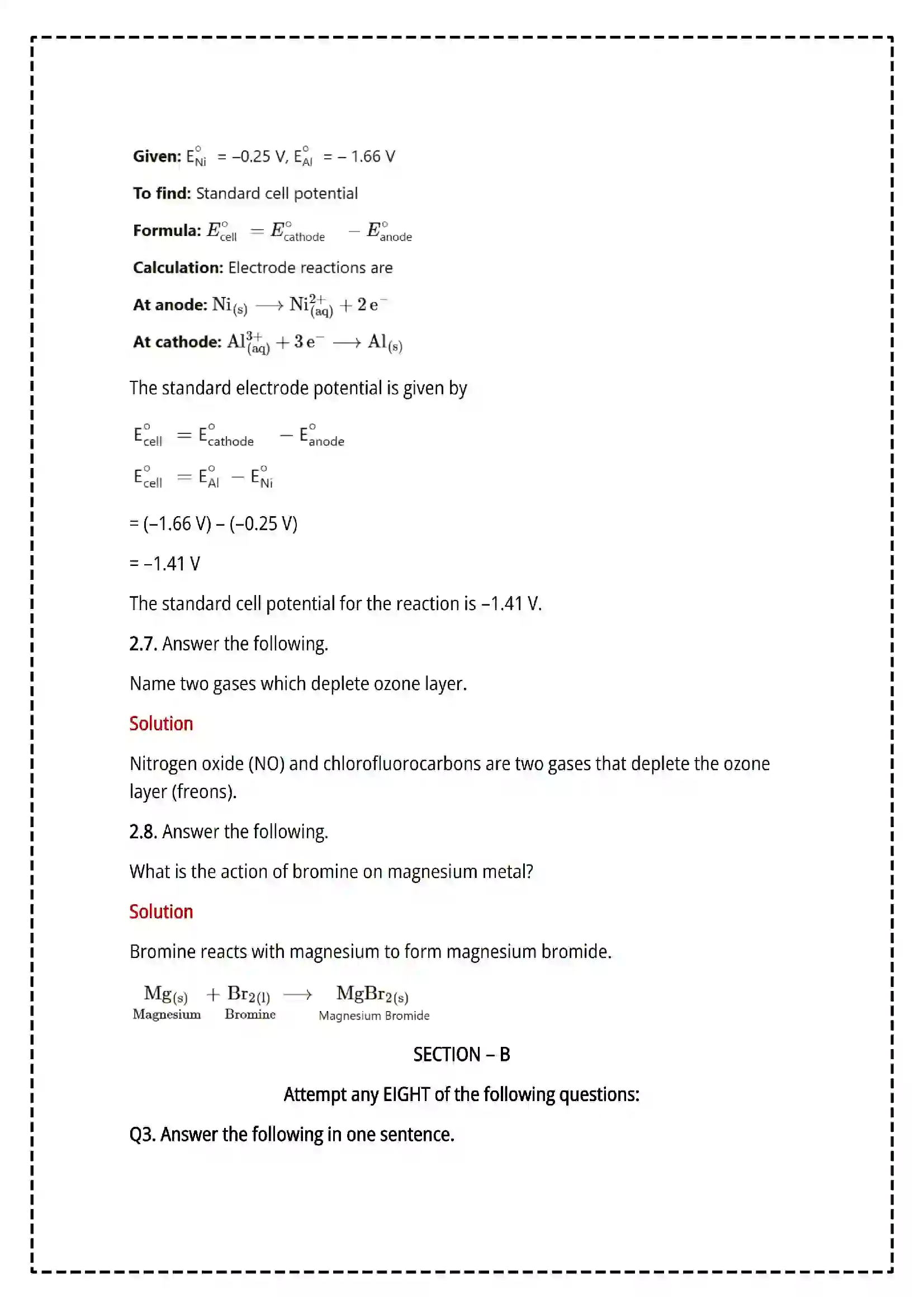 Maharashtra Board Class 12th 2025 Chemistry Set- 1 - Sample Paper 9