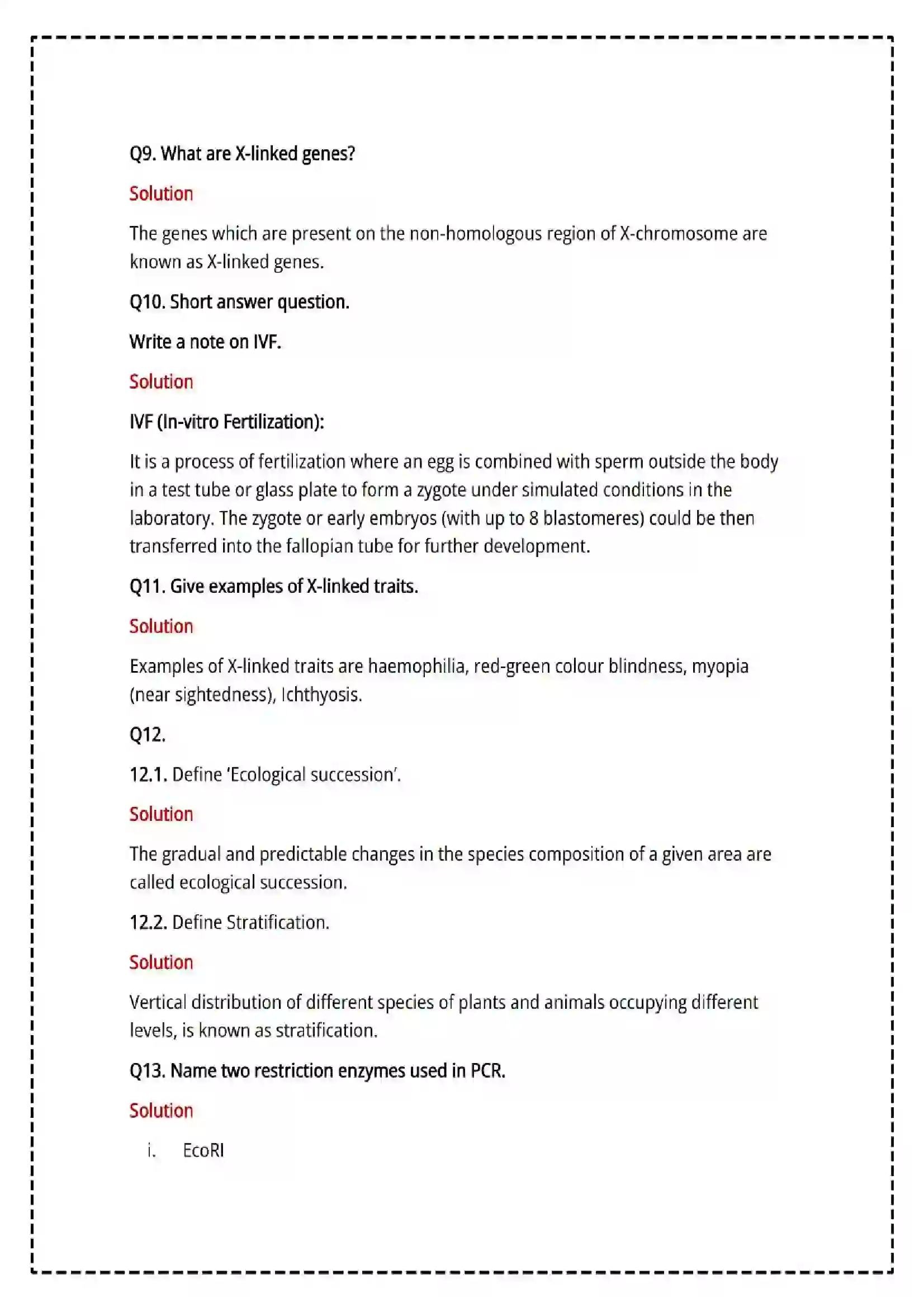 Maharashtra Board Class 12th 2025 Biology Set - 2 - Sample Paper 10