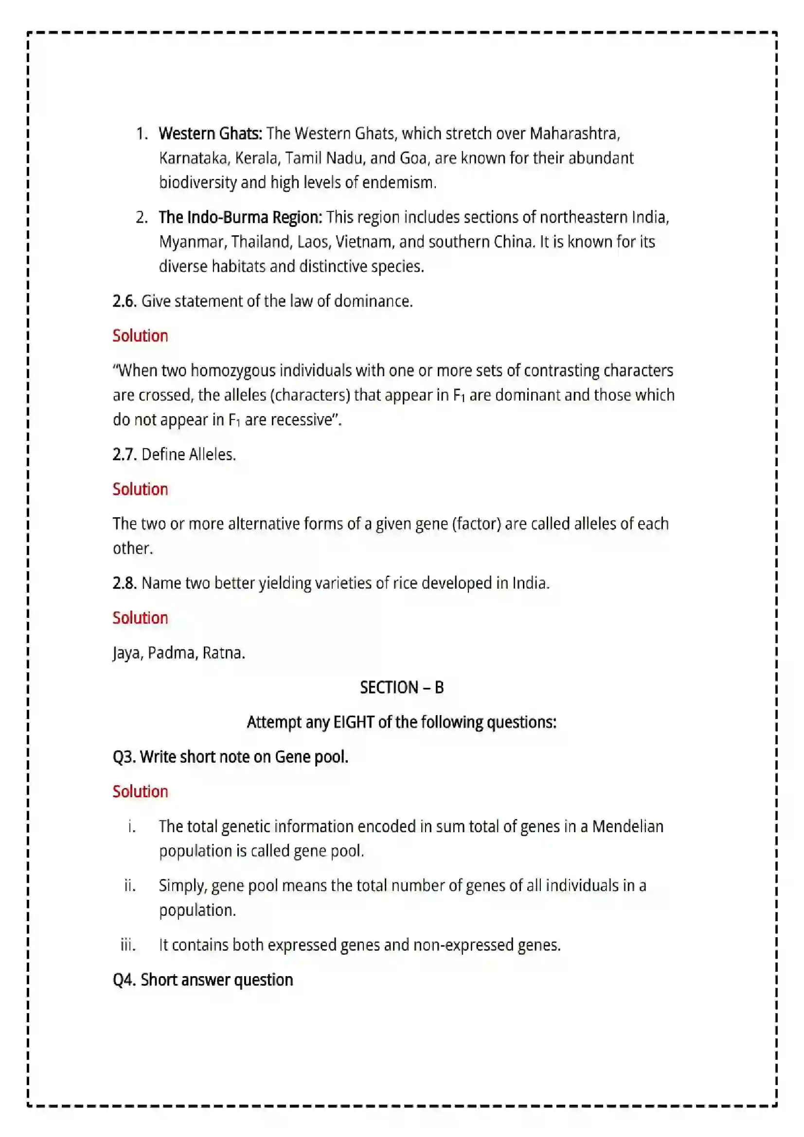 Maharashtra Board Class 12th 2025 Biology Set - 2 - Sample Paper 6