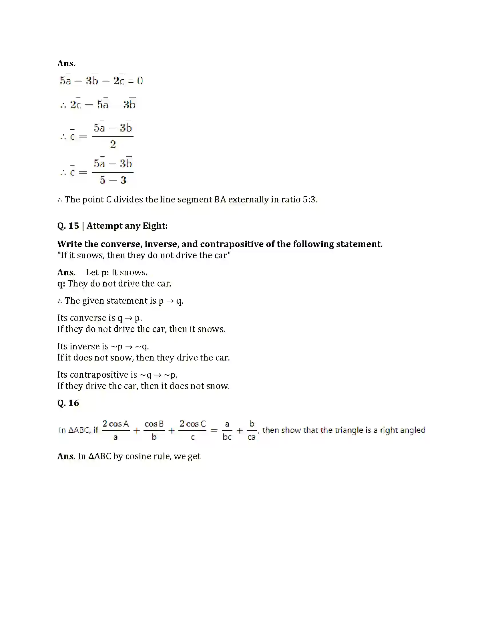 Maharashtra Board Class 12th 2025 Maths Sample Paper 13
