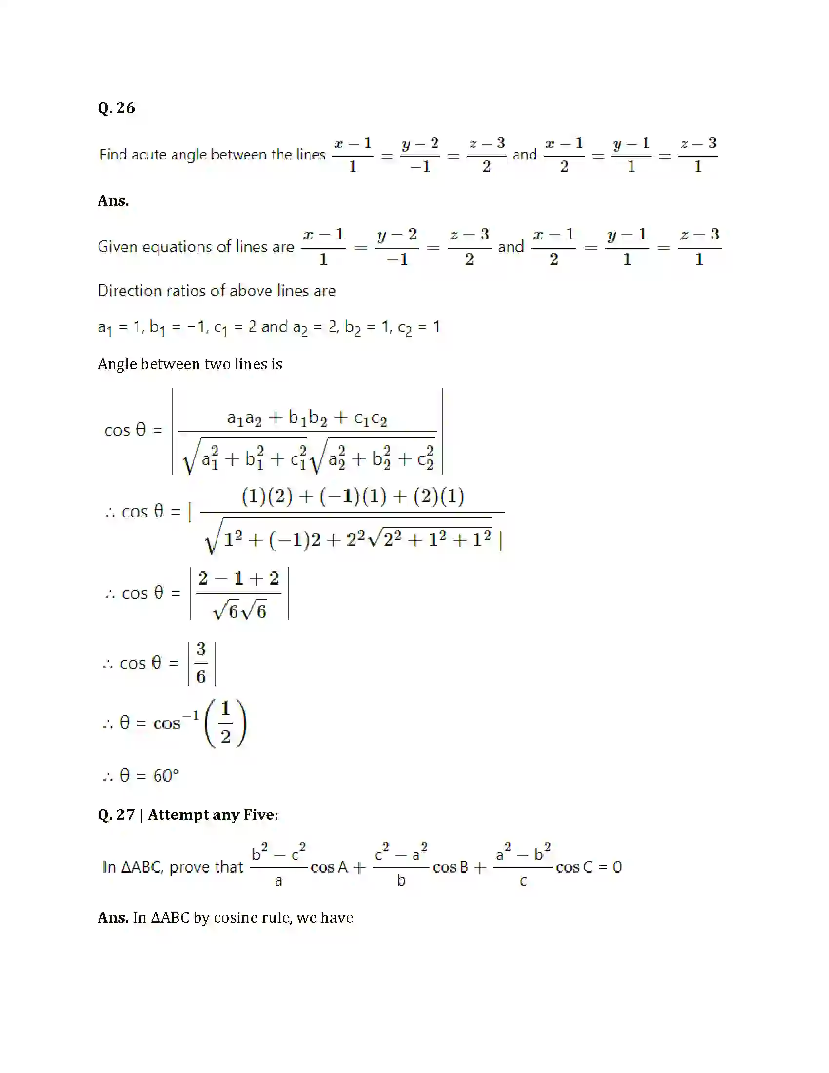 Maharashtra Board Class 12th 2025 Maths Set 1 Sample Paper 25
