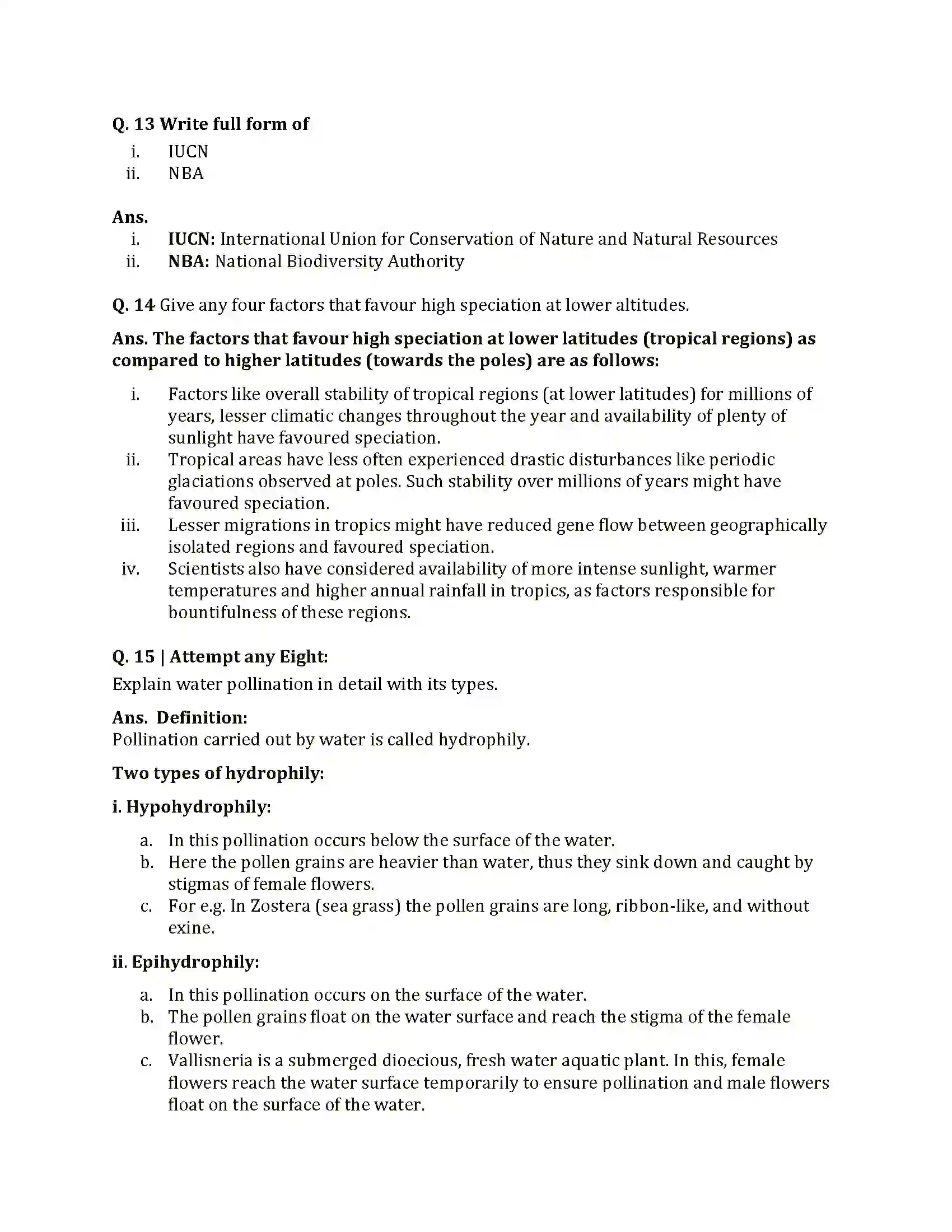 Maharashtra Board Class 12th 2025 Biology Sample Paper 8