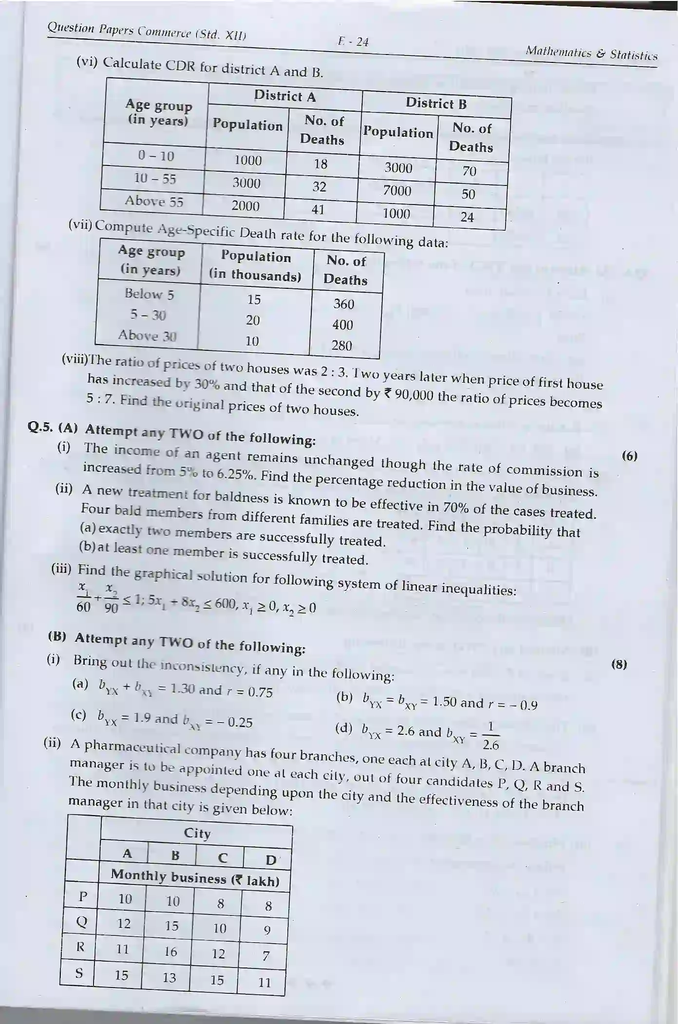 Maharashtra Board Class 12th 2025 Maths & Statistics Sample Paper 3