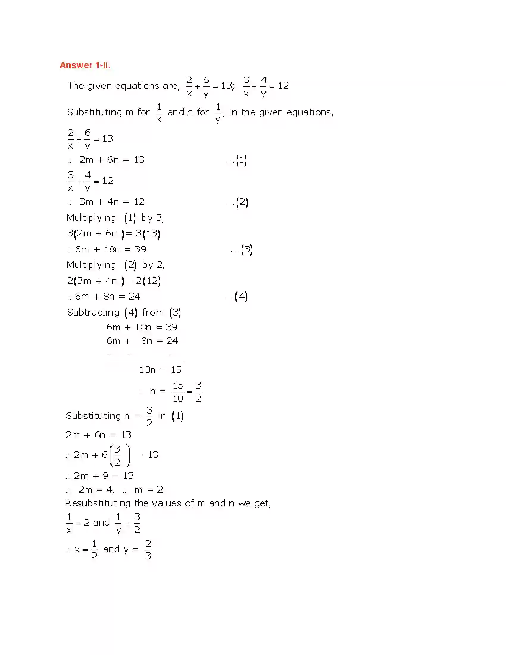Maharashtra Board Class 10th Algebra - English Medium Linear Equations in Two Variables Solution 19