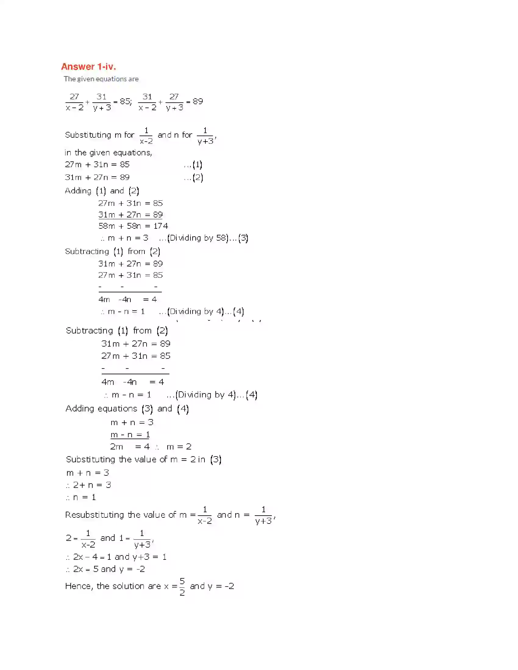 Maharashtra Board Class 10th Algebra - English Medium Linear Equations in Two Variables Solution 21