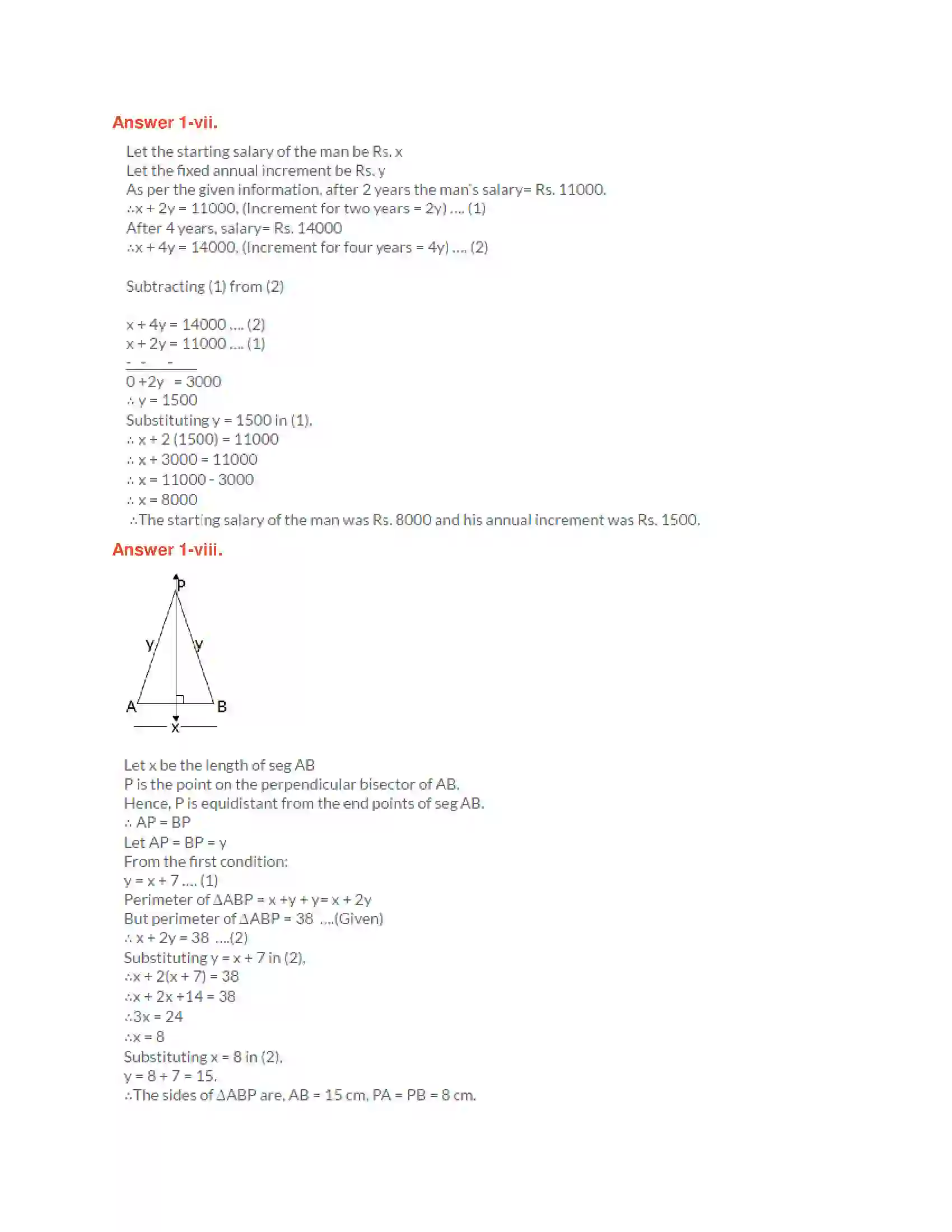 Maharashtra Board Class 10th Algebra - English Medium Linear Equations in Two Variables Solution 26