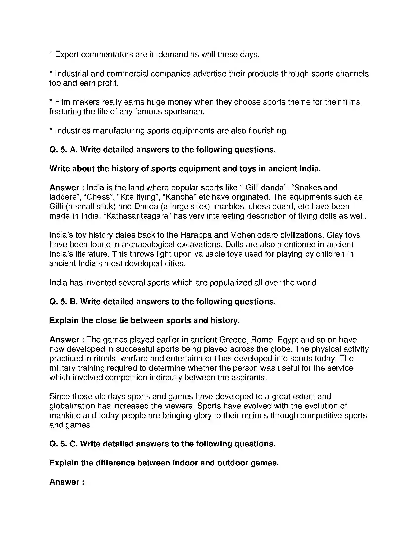 Maharashtra Board Class 10th History - English Medium Sports and History Solution 4
