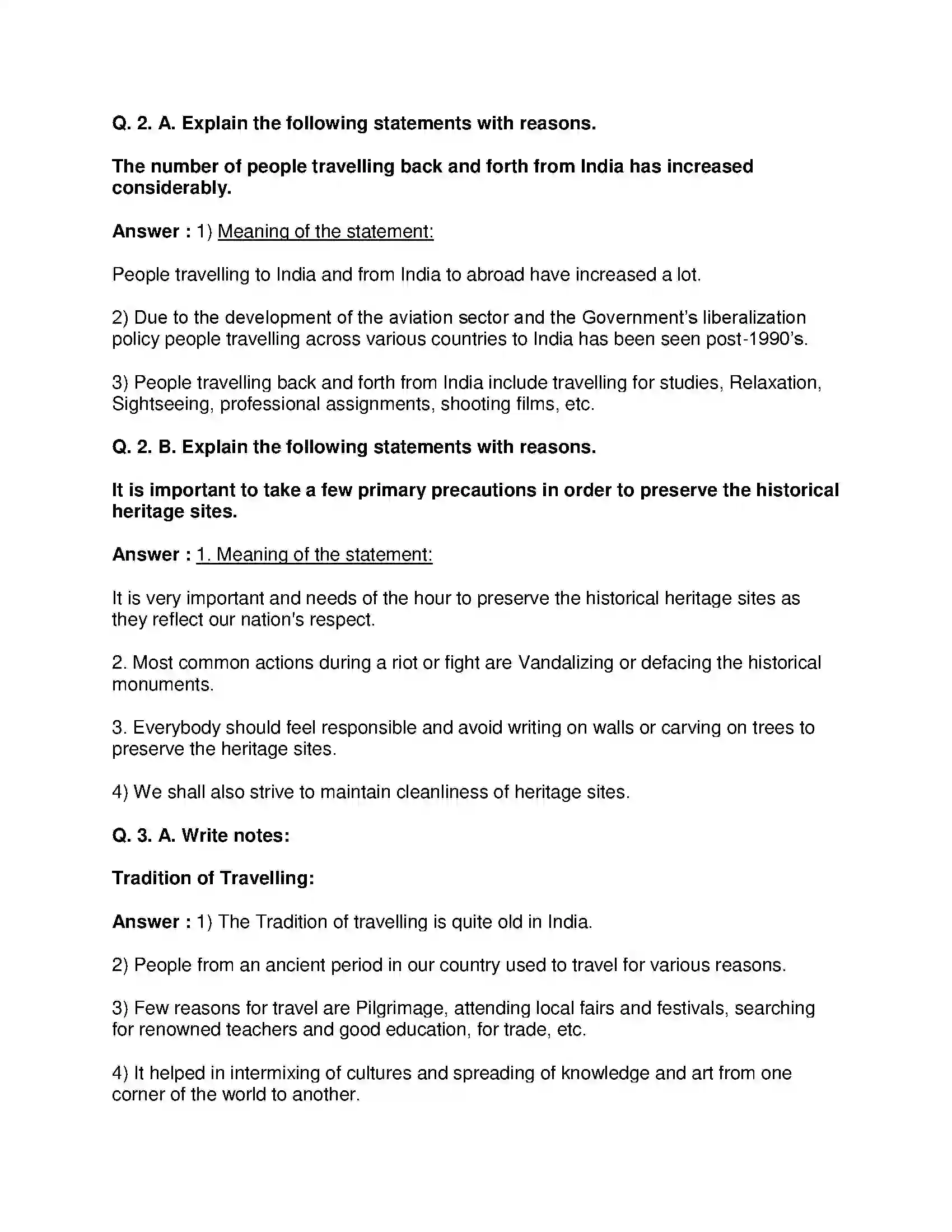 Maharashtra Board Class 10th History - English Medium Tourism and History Solution 2