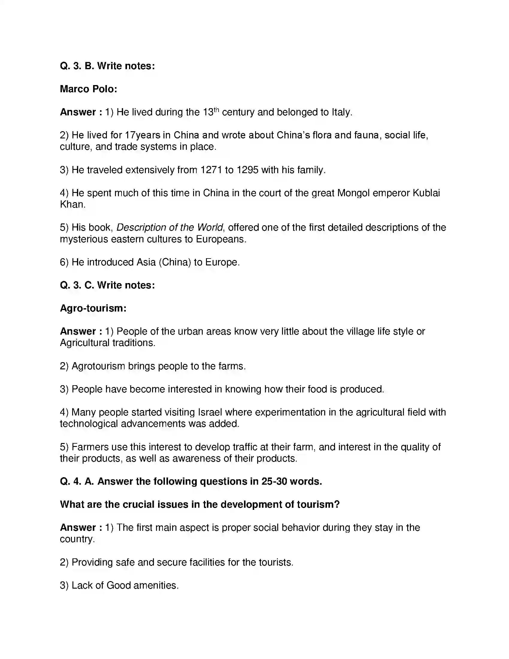 Maharashtra Board Class 10th History - English Medium Tourism and History Solution 3