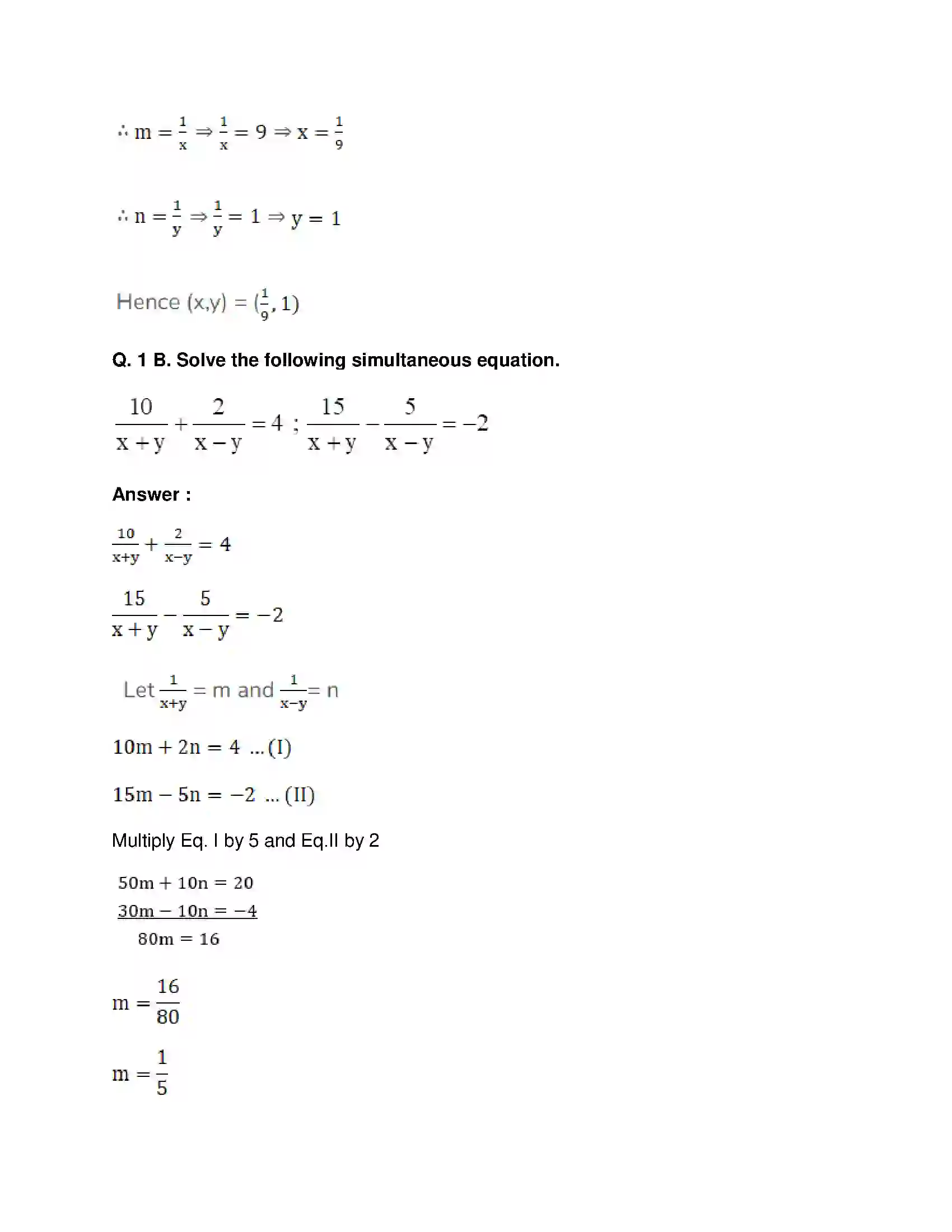 Maharashtra Board Class 10th Mathematics Part-I - English Medium Linear Equations in Two Variables Solution 25