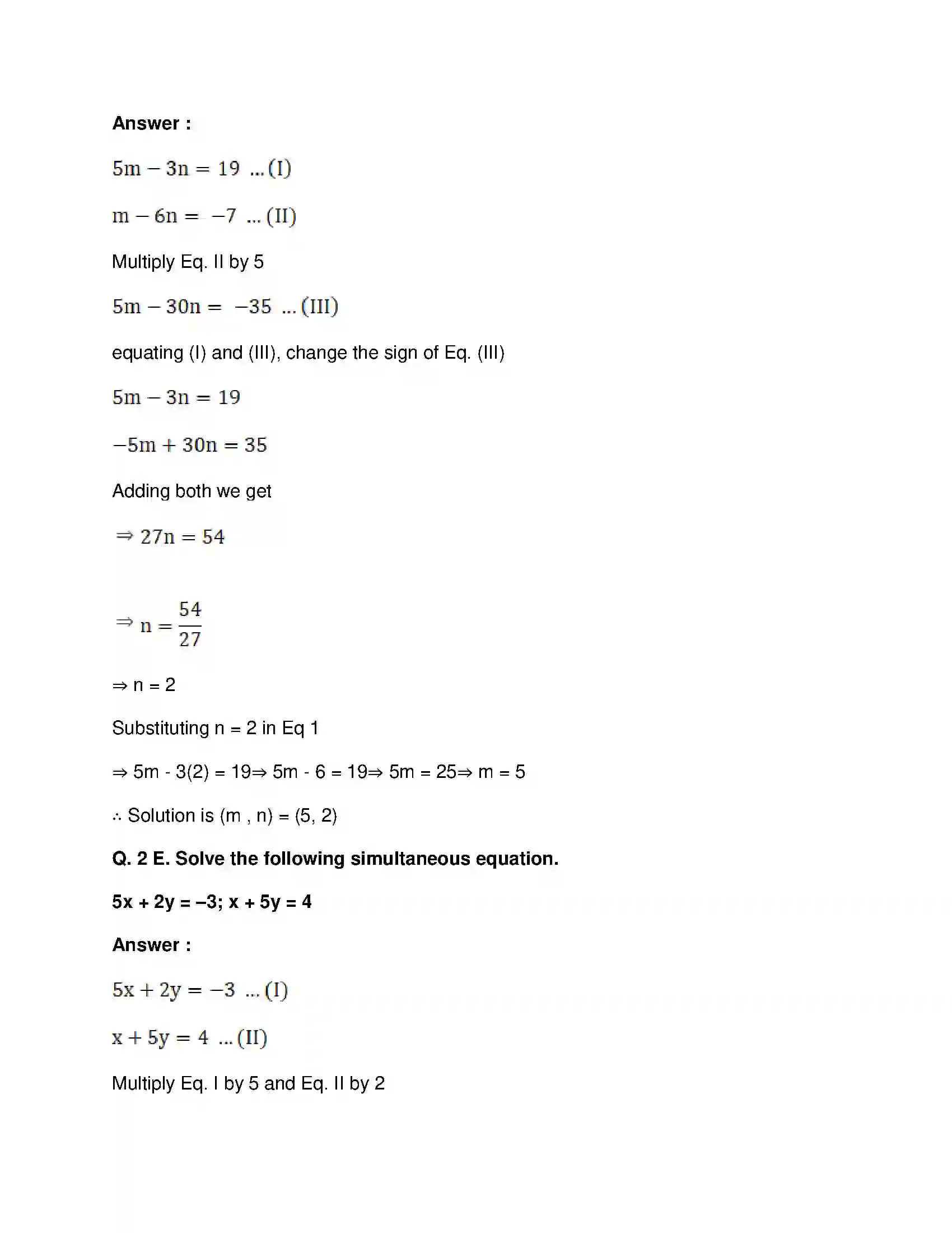 Maharashtra Board Class 10th Mathematics Part-I - English Medium Linear Equations in Two Variables Solution 4