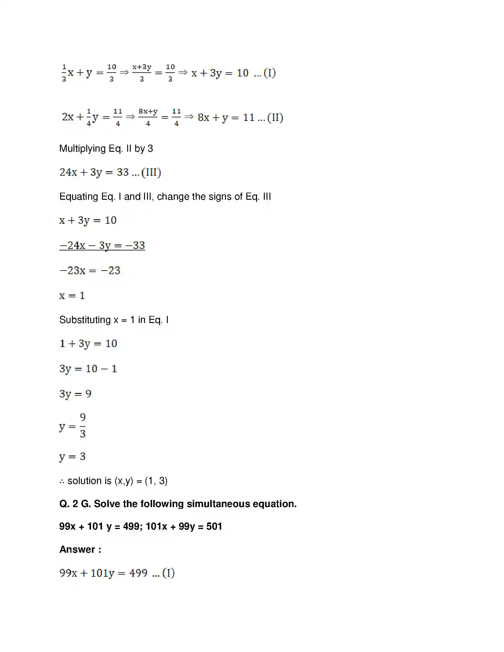 Maharashtra Board Class 10th Mathematics Part-I - English Medium Linear Equations in Two Variables Solution 6