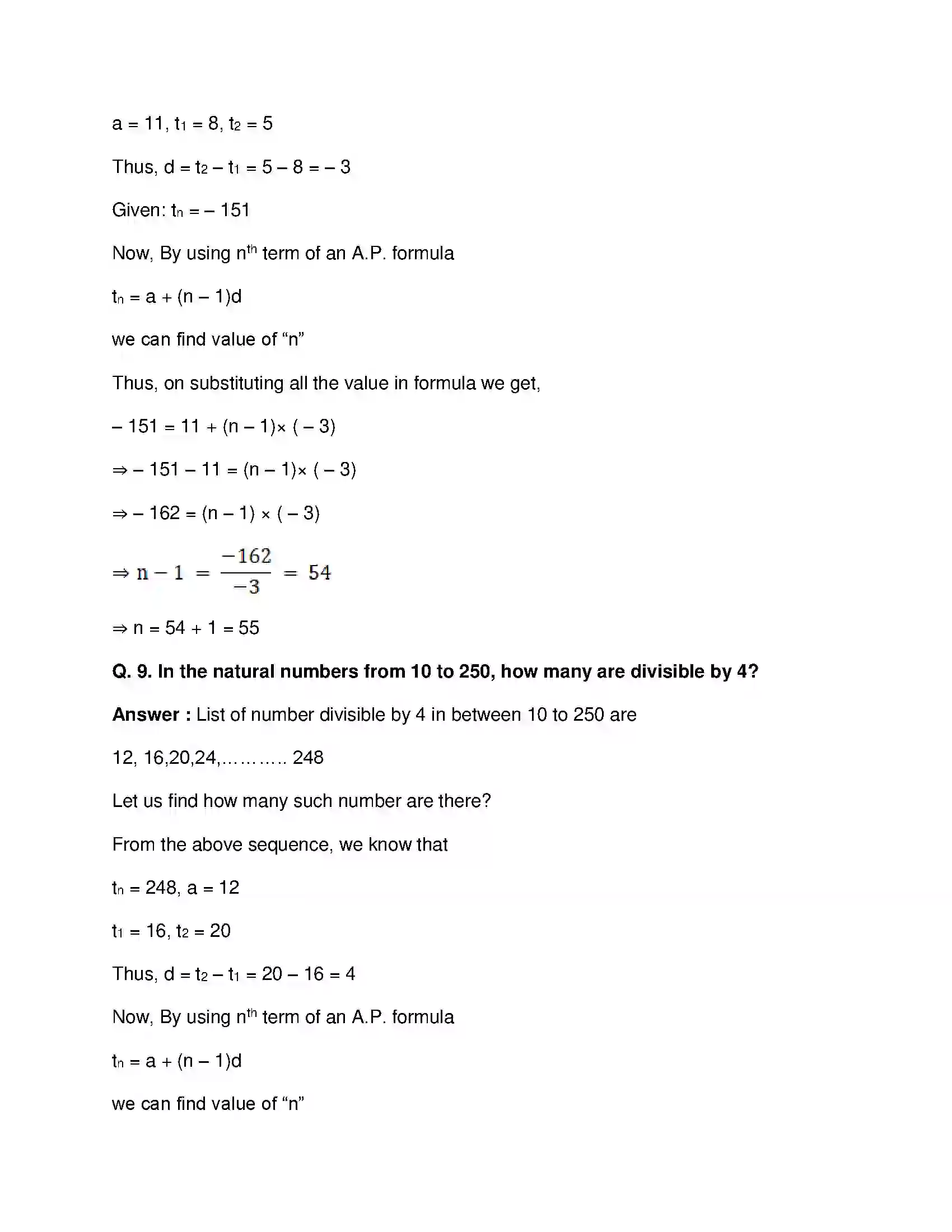 Maharashtra Board Class 10th Mathematics Part-I - English Medium Arithmetic Progression Solution 18