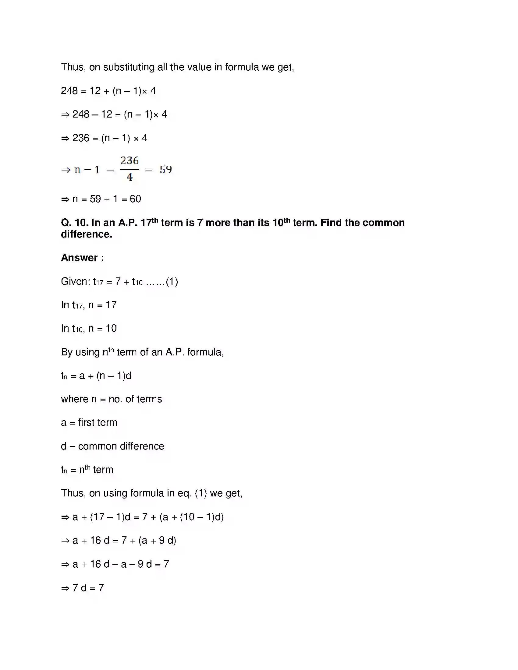 Maharashtra Board Class 10th Mathematics Part-I - English Medium Arithmetic Progression Solution 19