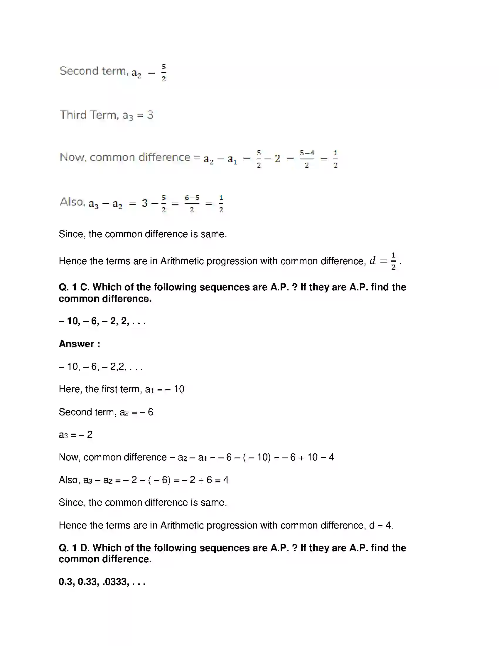 Maharashtra Board Class 10th Mathematics Part-I - English Medium Arithmetic Progression Solution 2