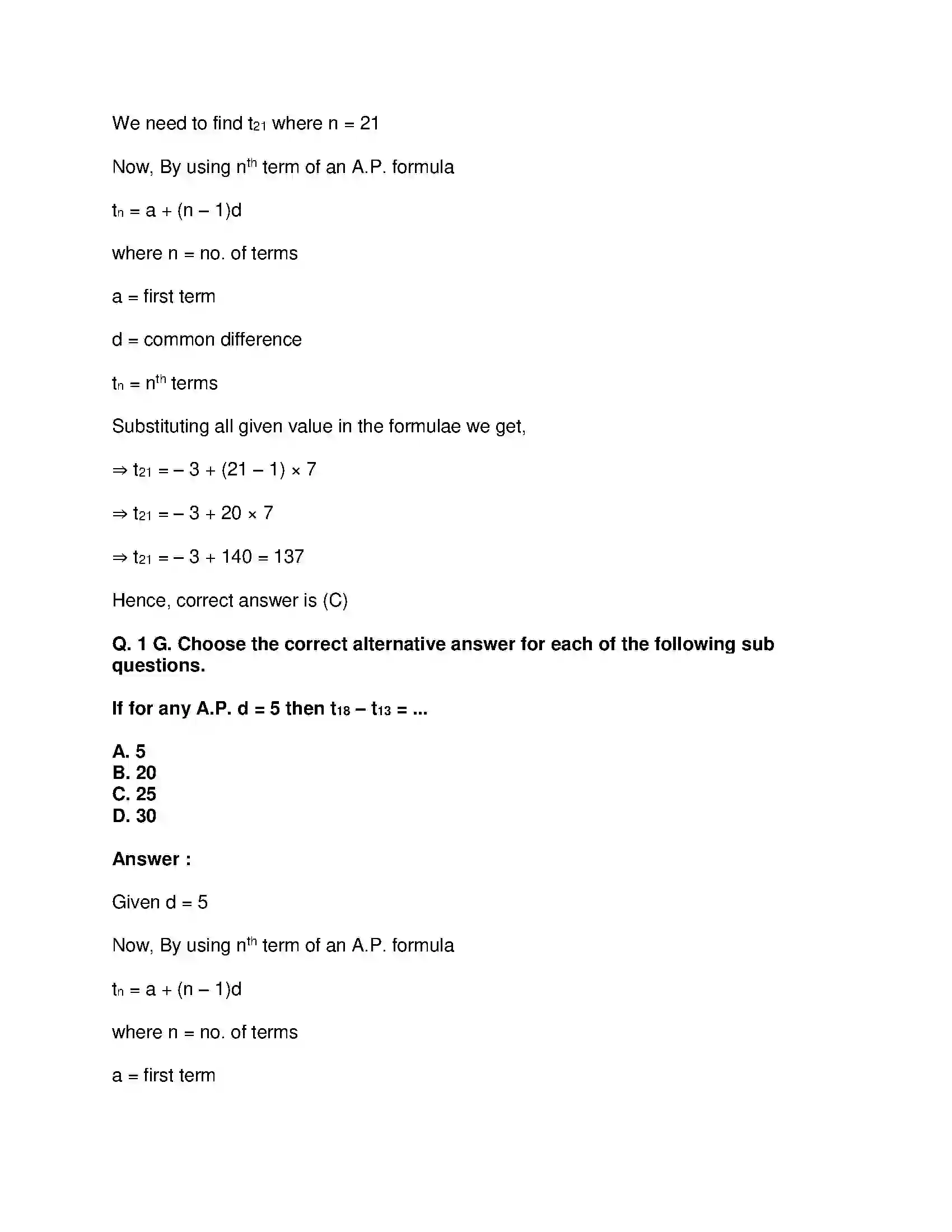 Maharashtra Board Class 10th Mathematics Part-I - English Medium Arithmetic Progression Solution 45