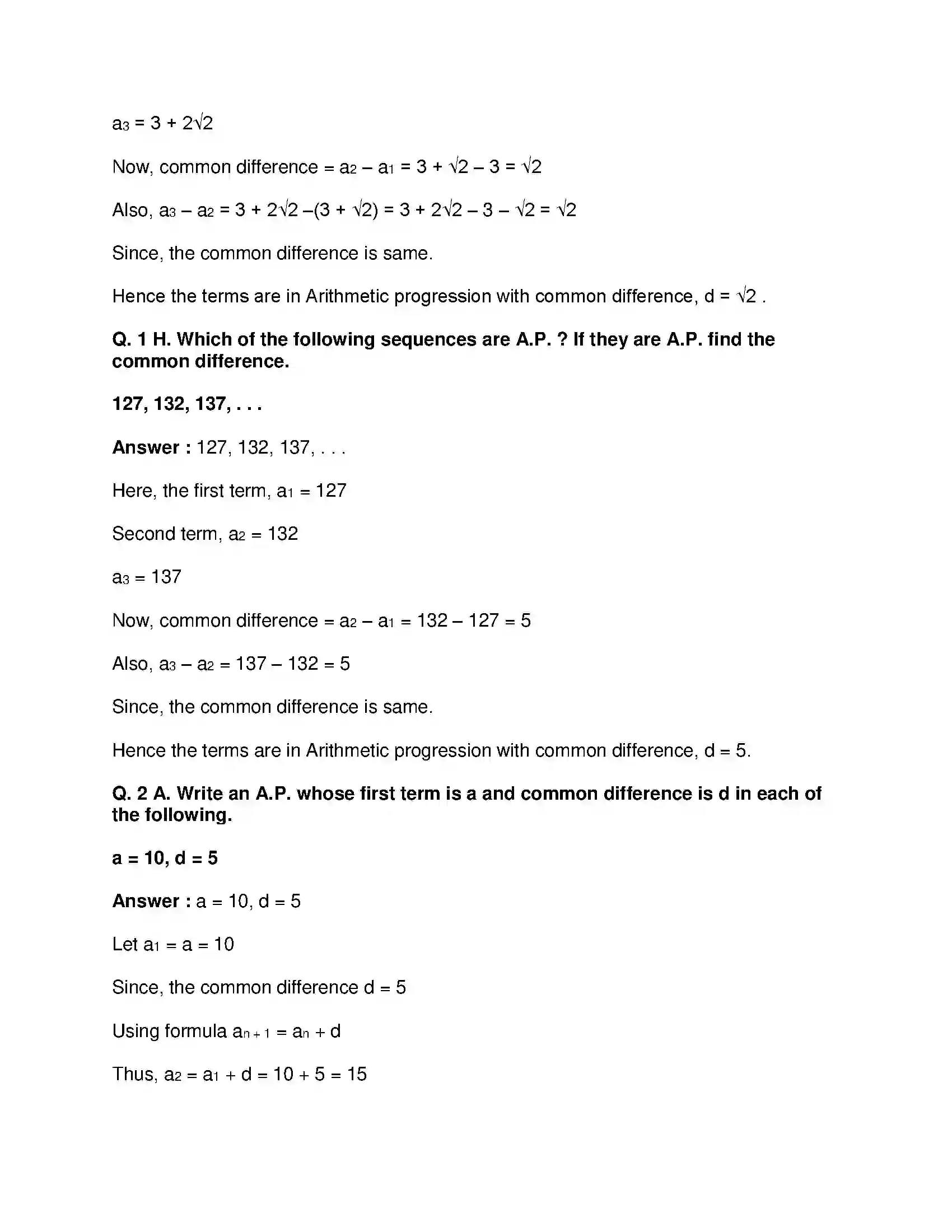Maharashtra Board Class 10th Mathematics Part-I - English Medium Arithmetic Progression Solution 5