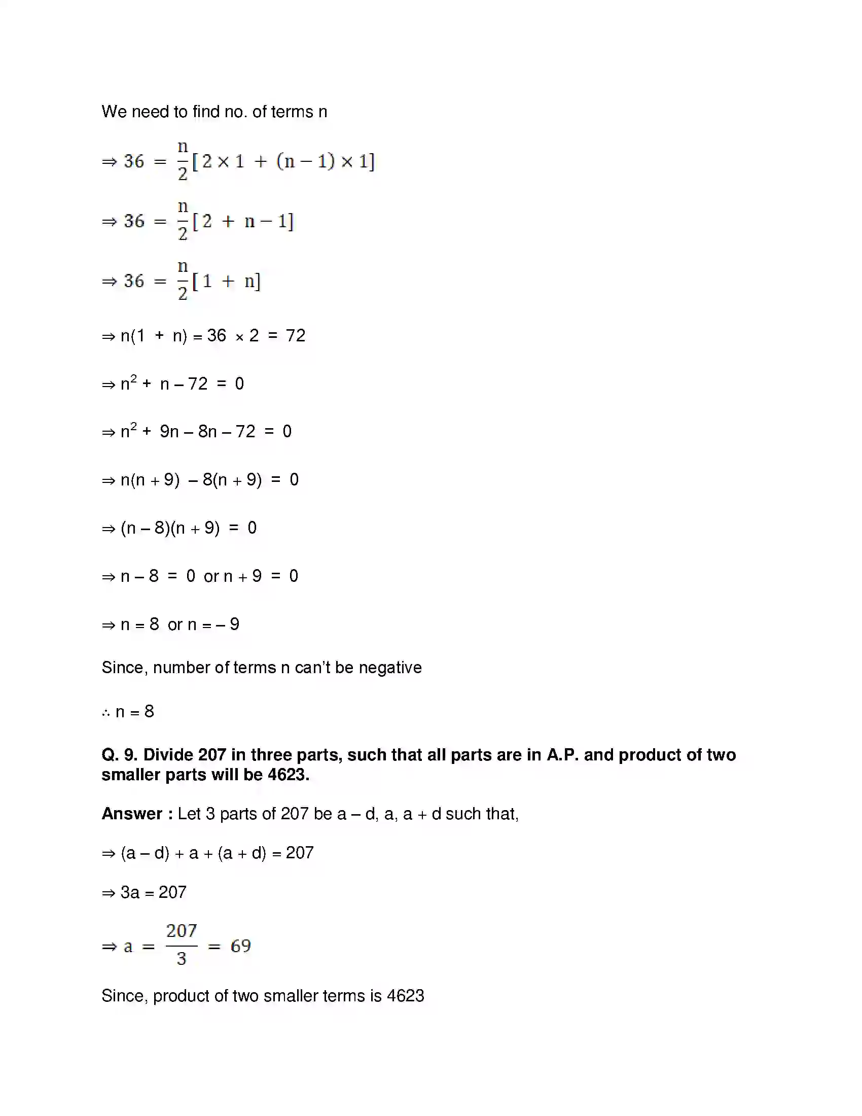 Maharashtra Board Class 10th Mathematics Part-I - English Medium Arithmetic Progression Solution 58