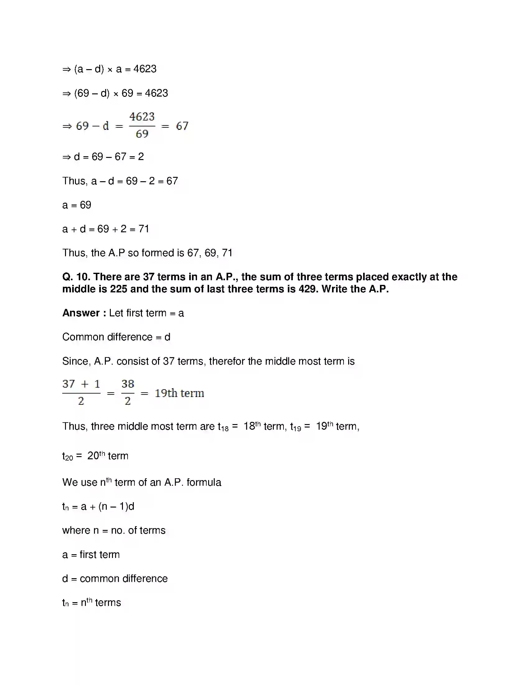 Maharashtra Board Class 10th Mathematics Part-I - English Medium Arithmetic Progression Solution 59