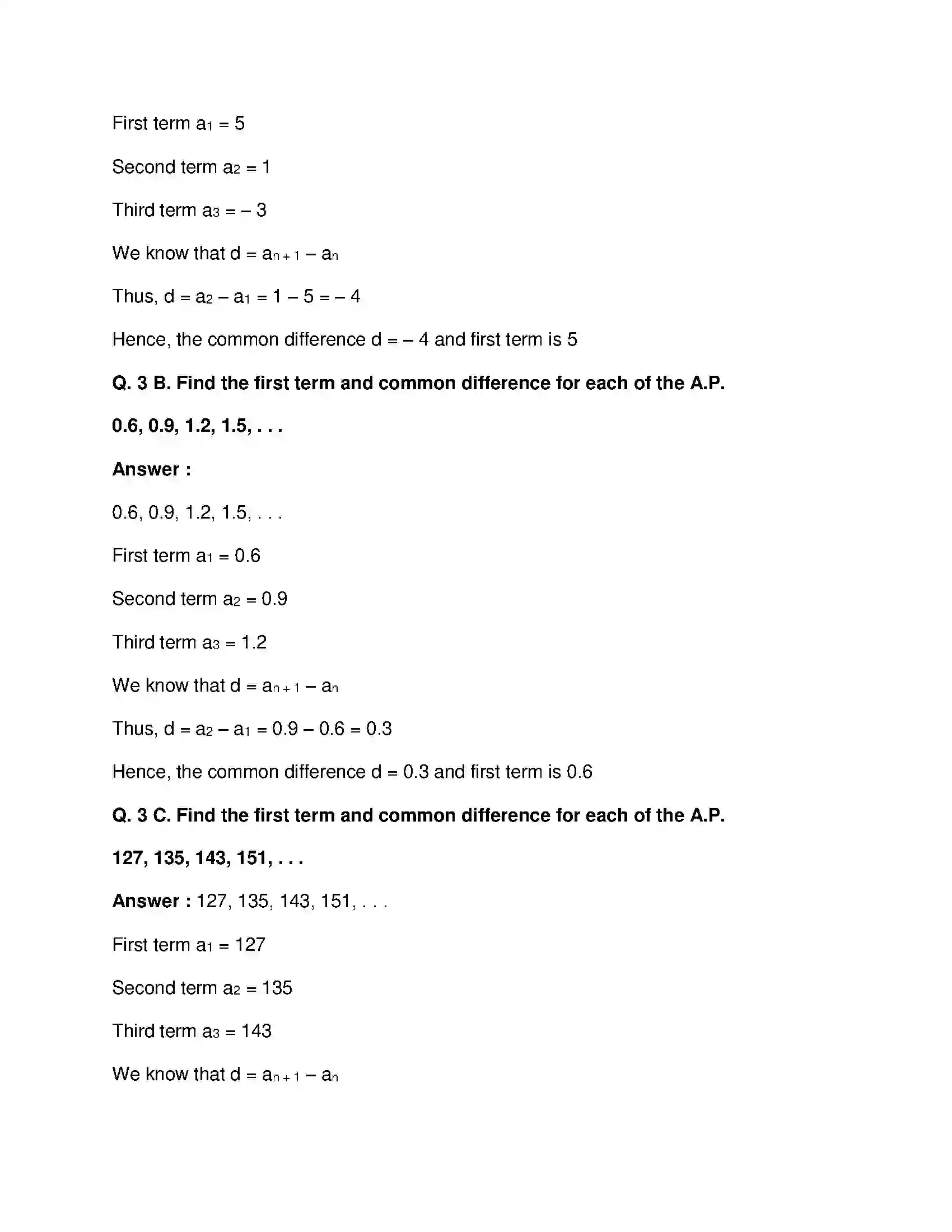 Maharashtra Board Class 10th Mathematics Part-I - English Medium Arithmetic Progression Solution 9