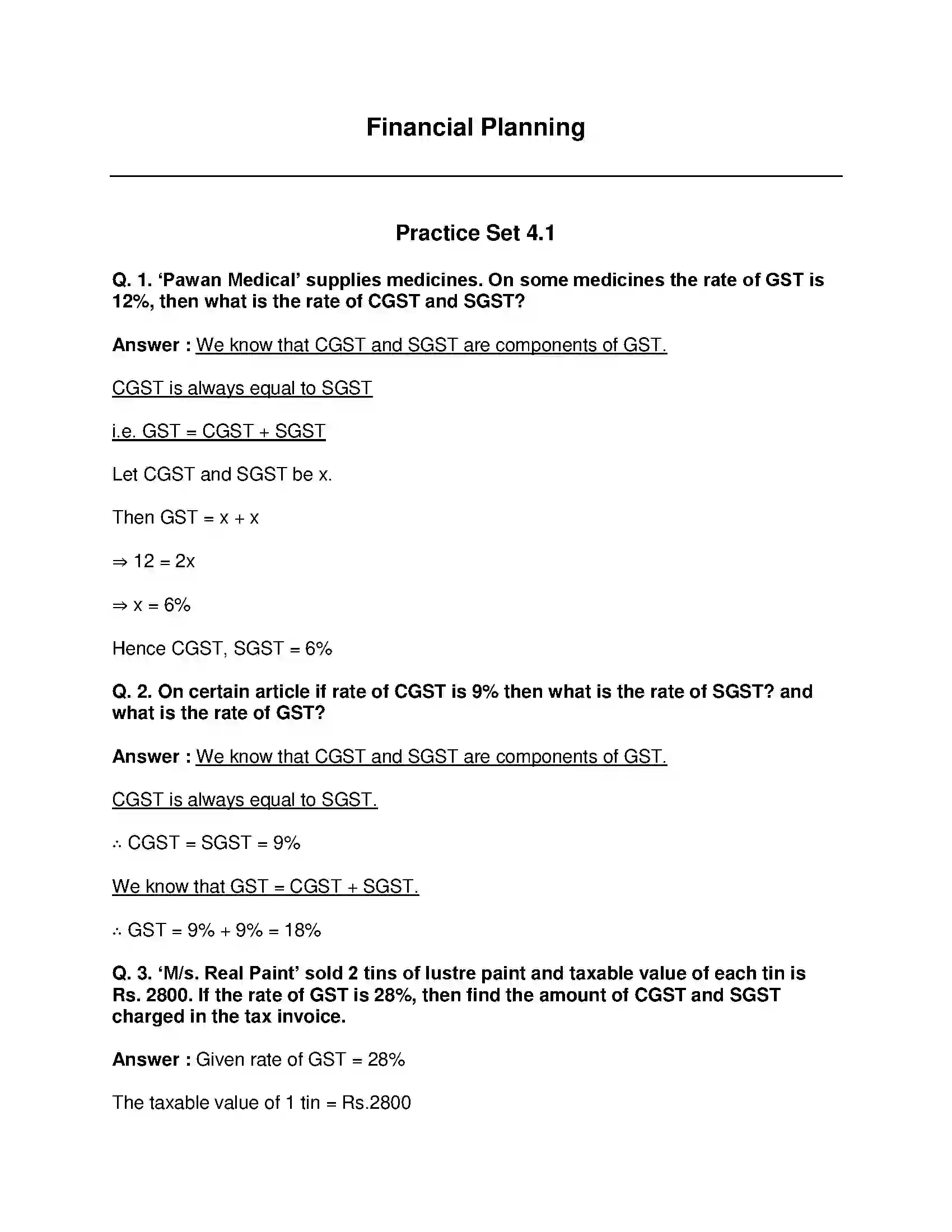Maharashtra Board Class 10th Mathematics Part-I - English Medium Financial Planning Solution 1