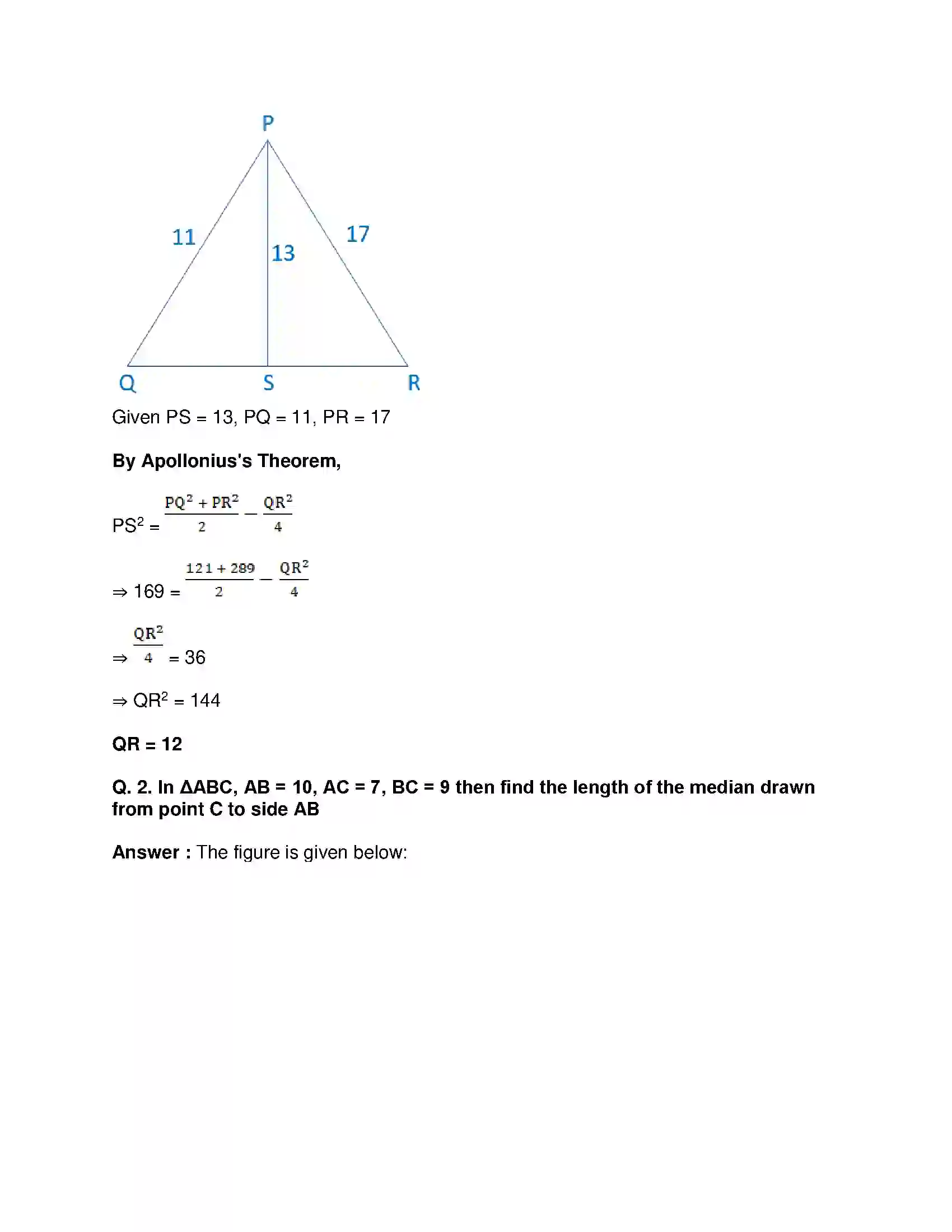 Maharashtra Board Class 10th Mathematics Part-II - English Medium Pythagoras Theorem Solution 10