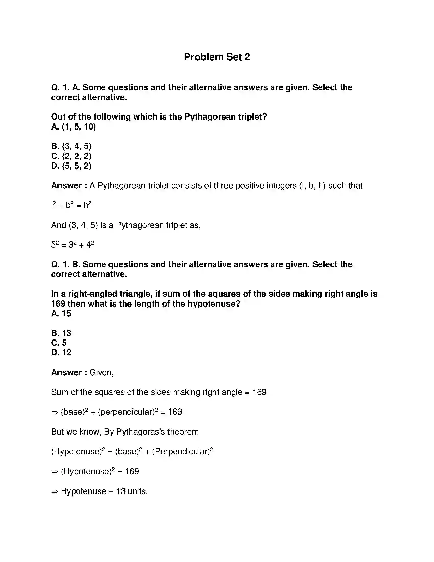 Maharashtra Board Class 10th Mathematics Part-II - English Medium Pythagoras Theorem Solution 15