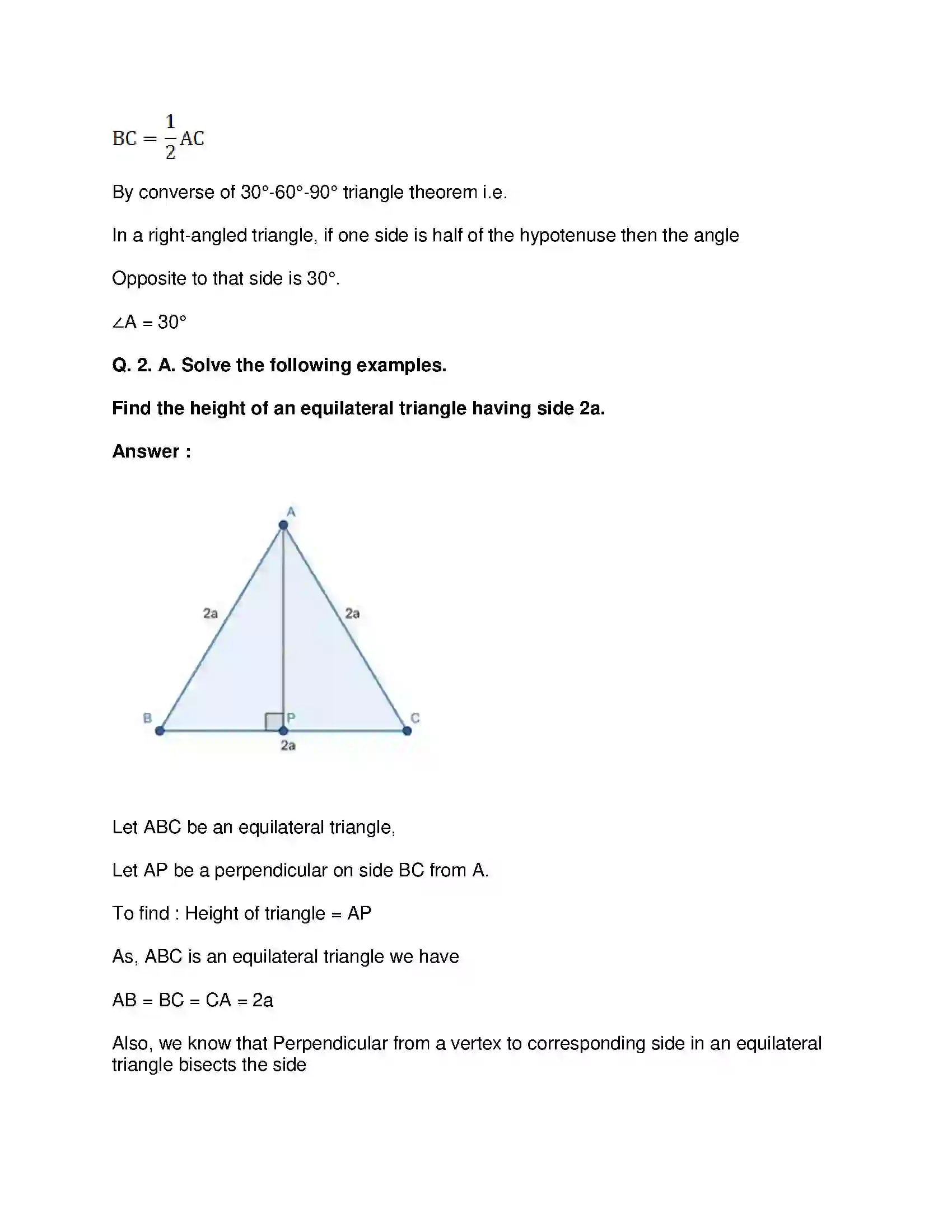 Maharashtra Board Class 10th Mathematics Part-II - English Medium Pythagoras Theorem Solution 20