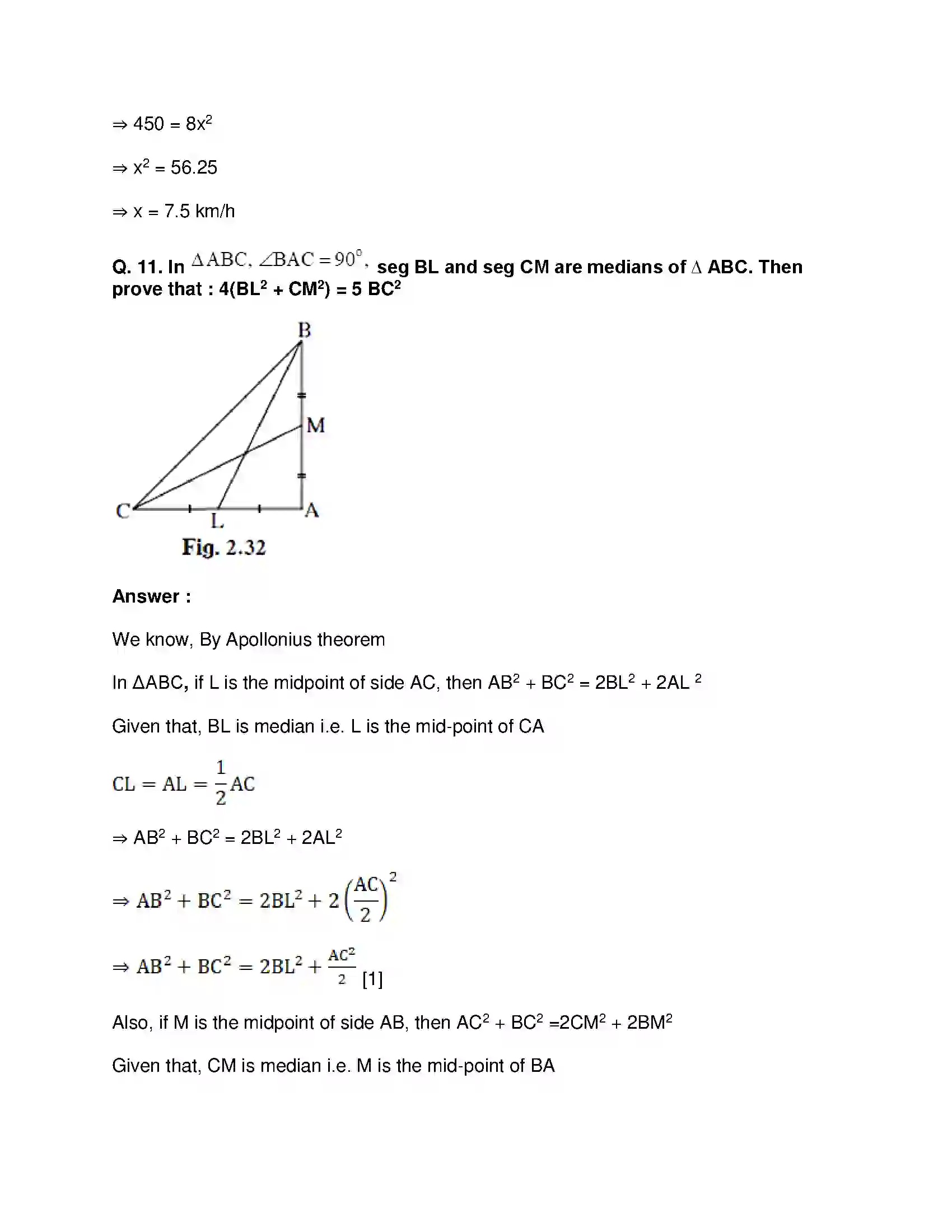 Maharashtra Board Class 10th Mathematics Part-II - English Medium Pythagoras Theorem Solution 34
