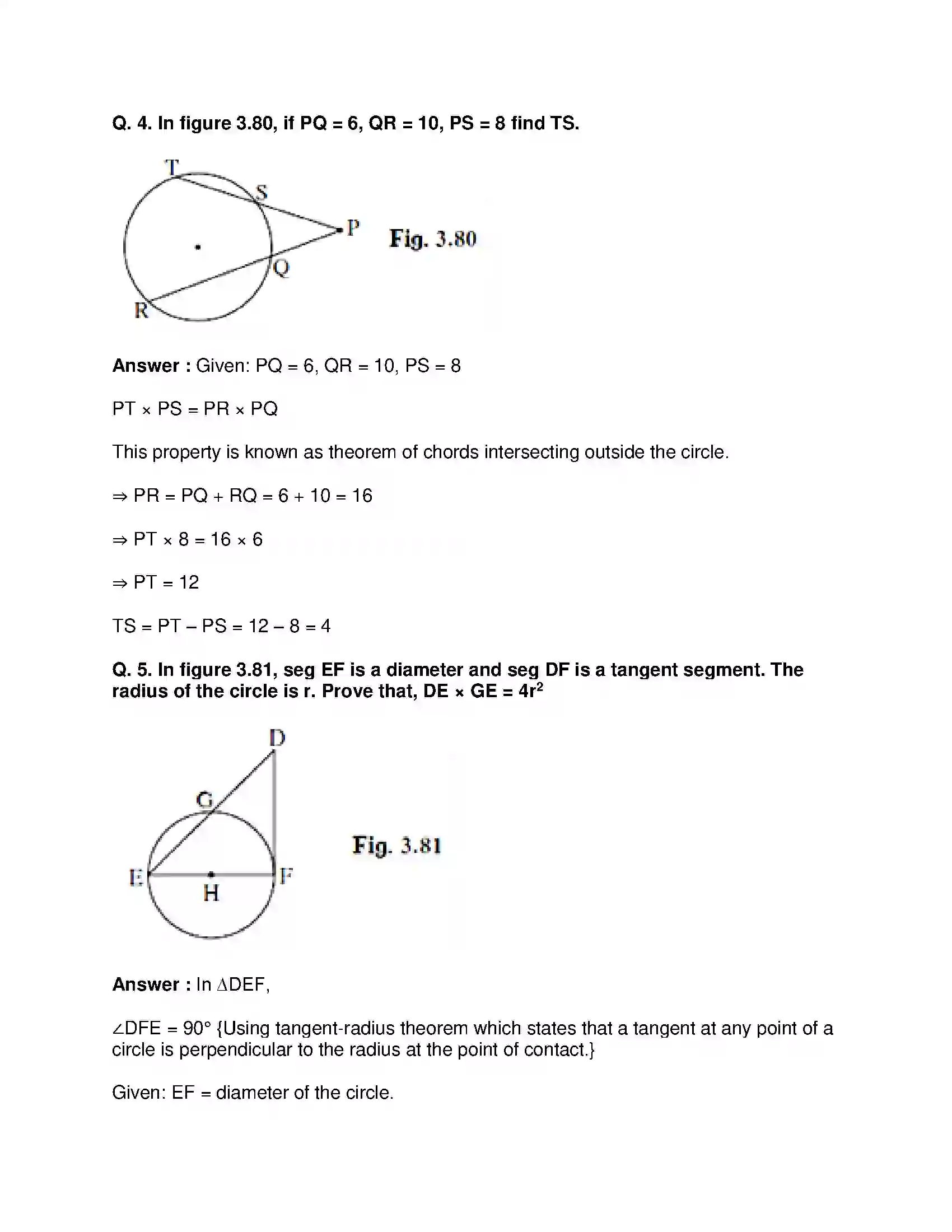 Maharashtra Board Class 10th Mathematics Part-II - English Medium Circle Solution 20