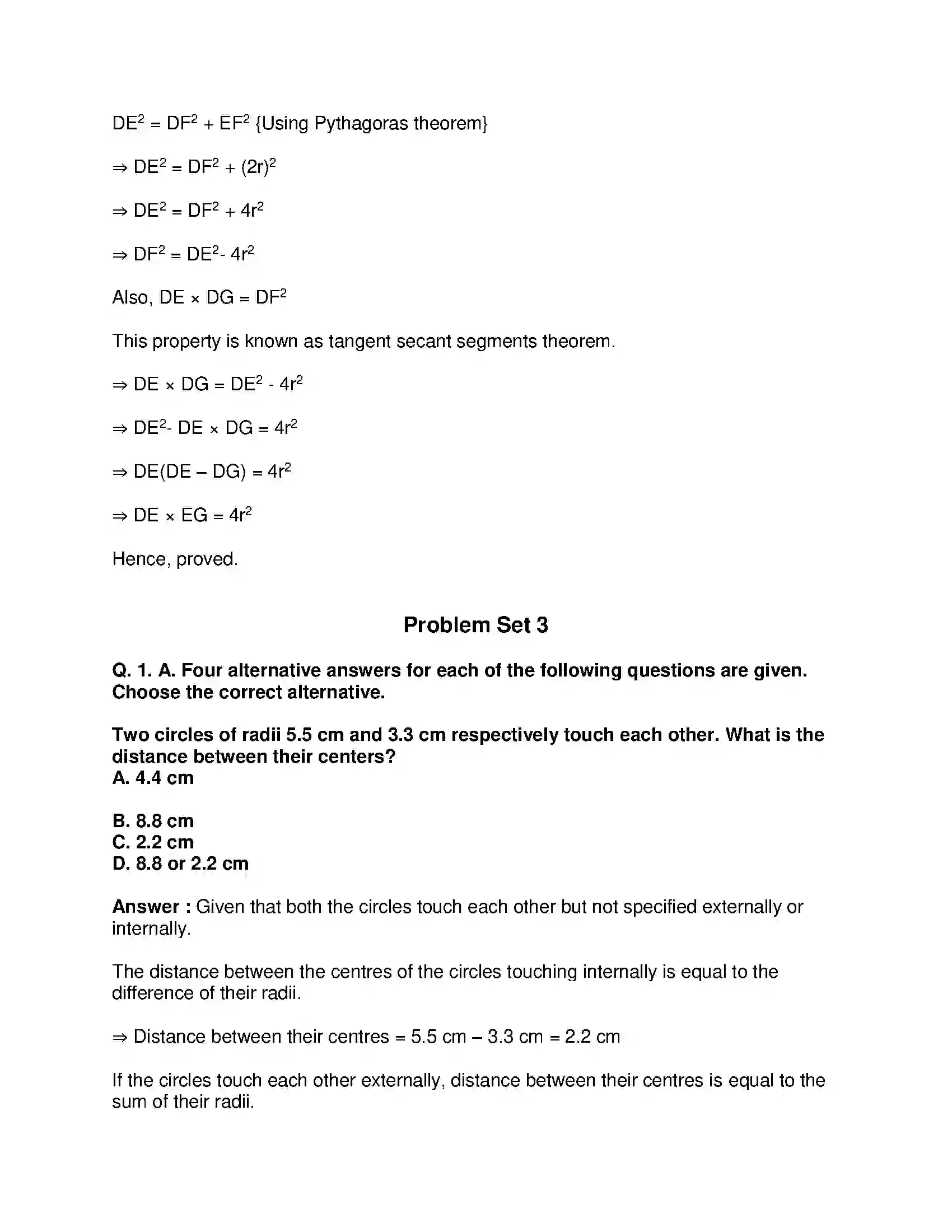 Maharashtra Board Class 10th Mathematics Part-II - English Medium Circle Solution 21
