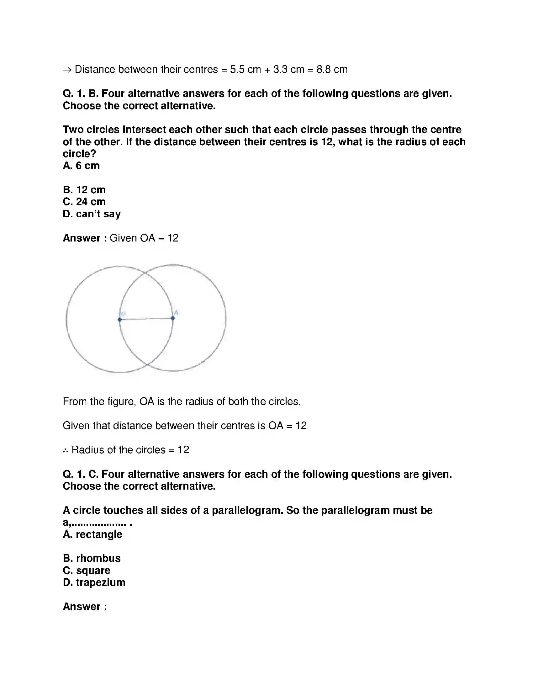 Maharashtra Board Class 10th Mathematics Part-II - English Medium Circle Solution 22