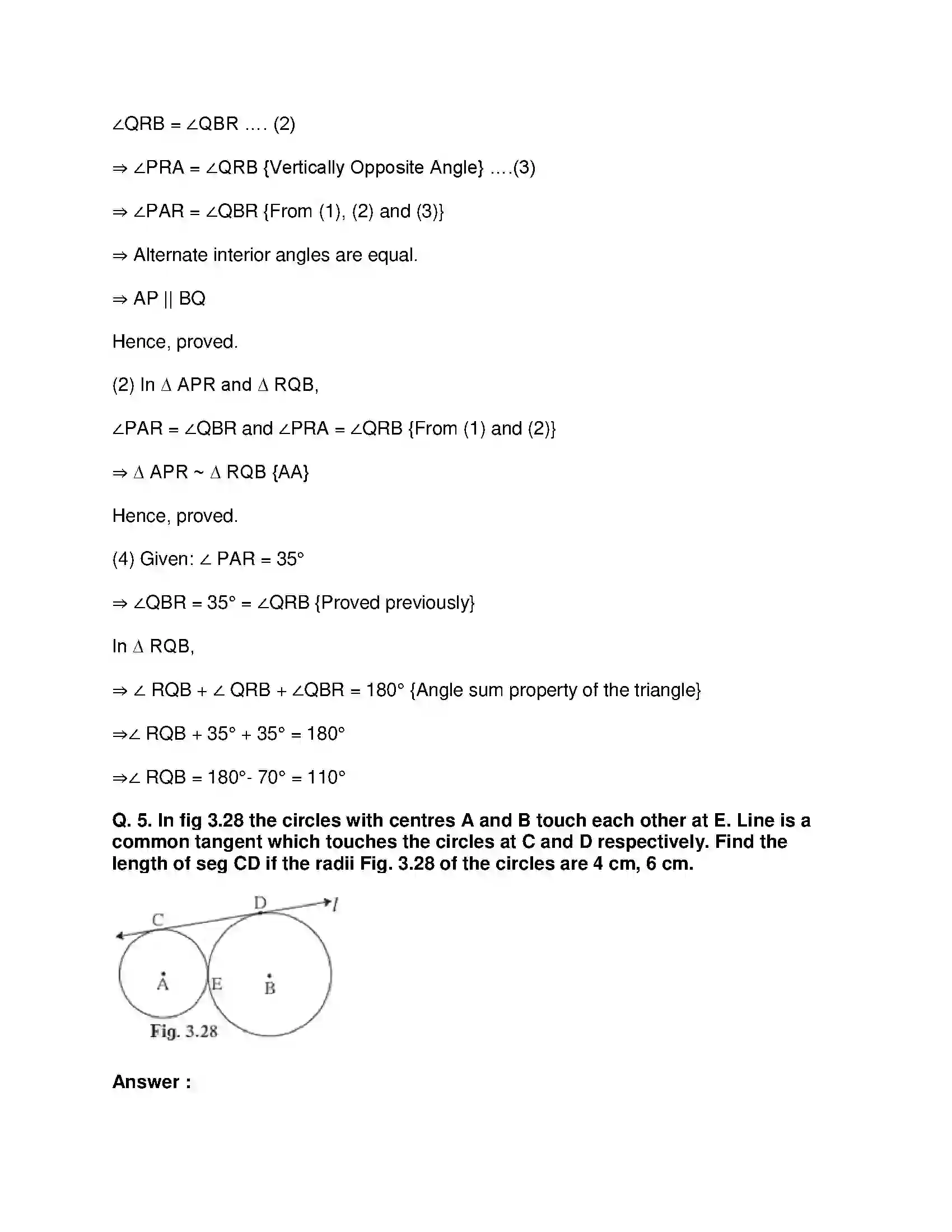 Maharashtra Board Class 10th Mathematics Part-II - English Medium Circle Solution 7