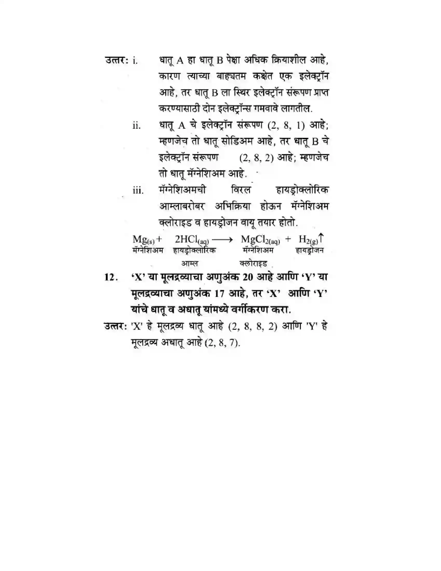 Maharashtra Board Class 10th Science & Technology - Marathi Medium Understanding Metals and Non-Metals Solution 50