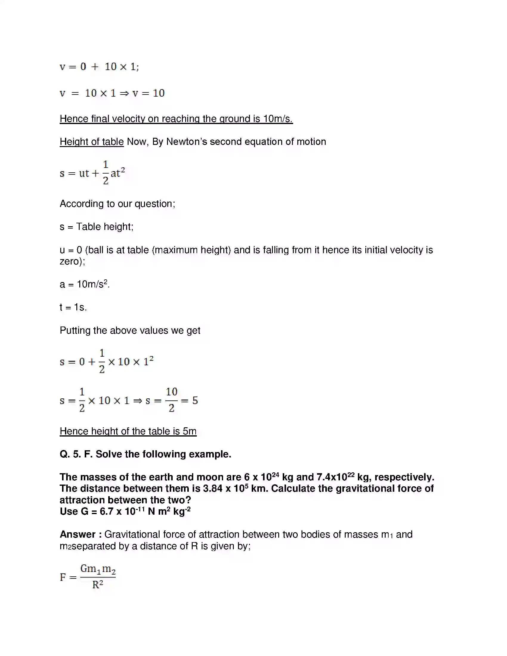 Maharashtra Board Class 10th Science & Technology-I - English Medium Gravitation Solution 18