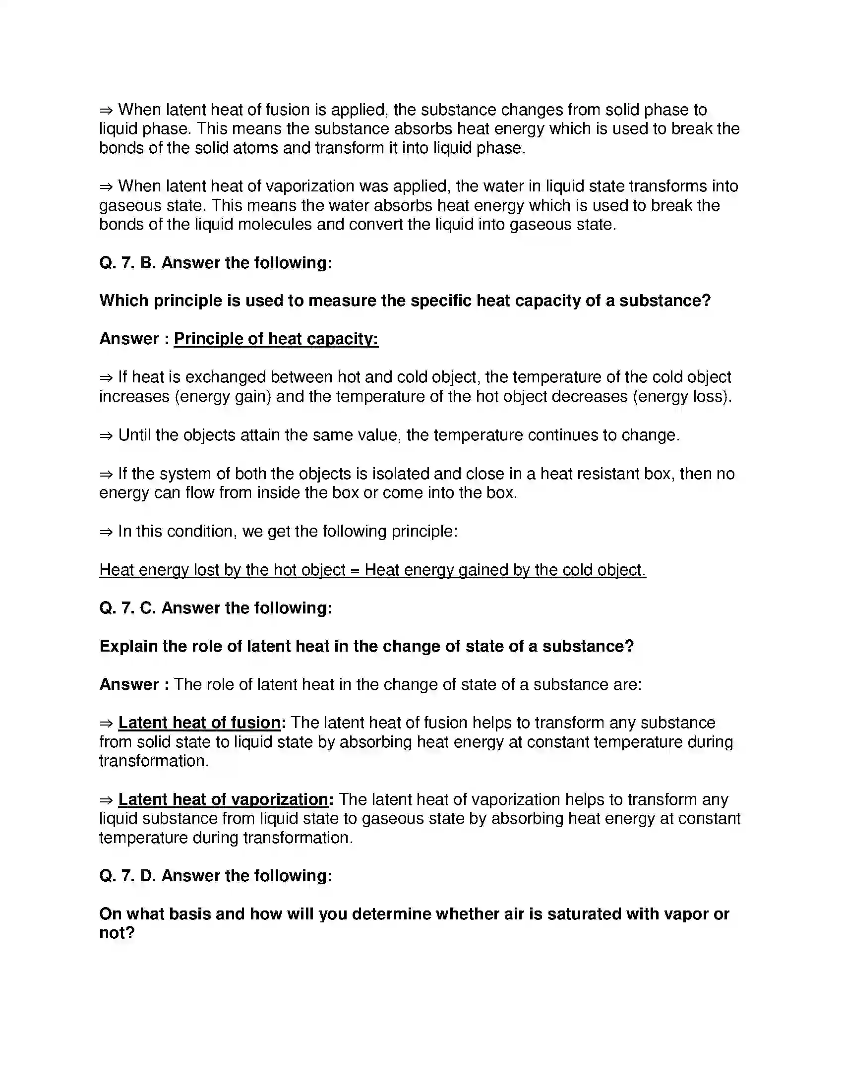 Maharashtra Board Class 10th Science & Technology-I - English Medium Heat Solution 7