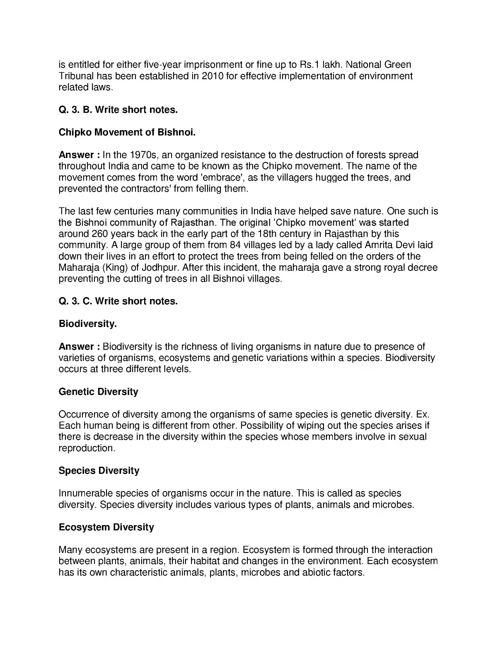 Maharashtra Board Class 10th Science & Technology-II - English Medium Environmental Management Solution 2