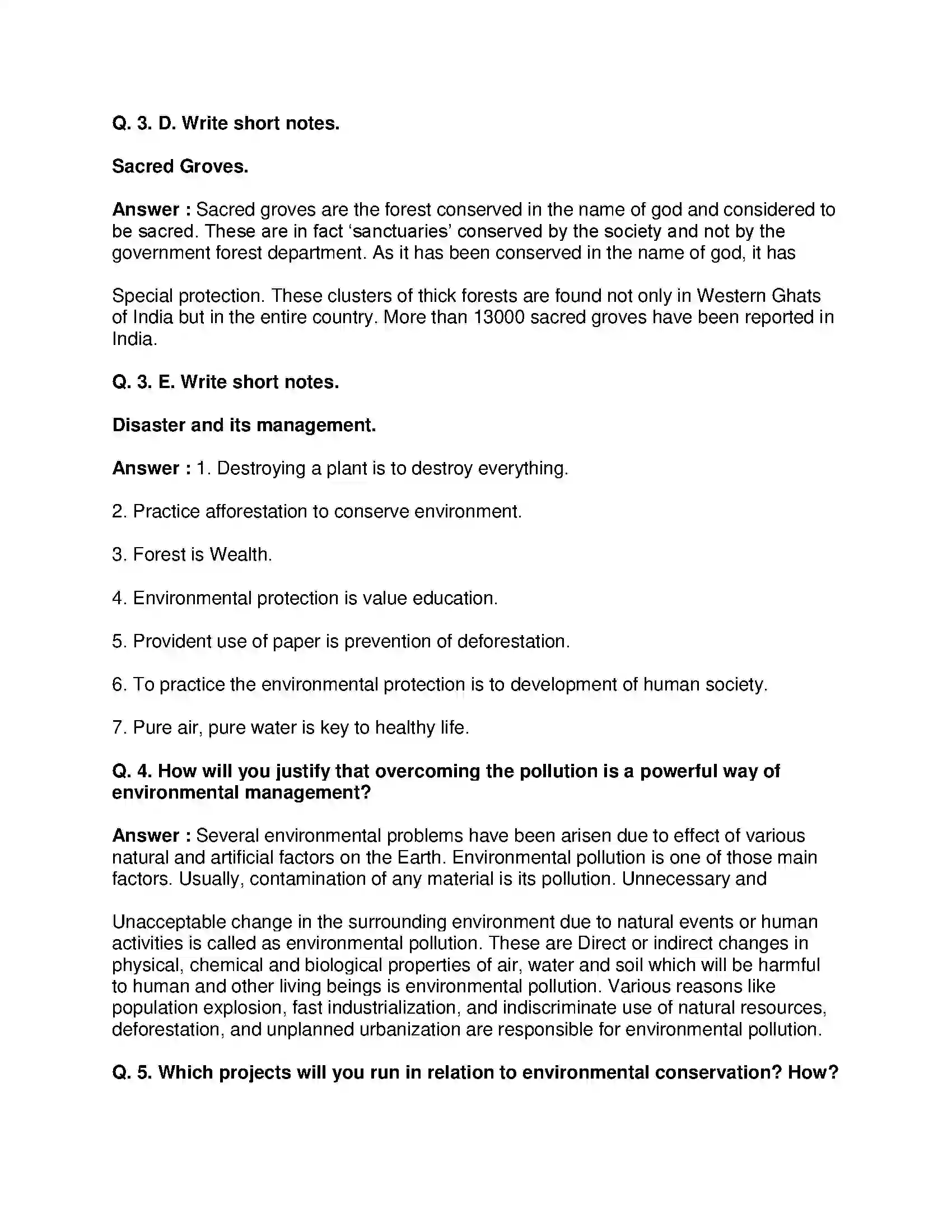 Maharashtra Board Class 10th Science & Technology-II - English Medium Environmental Management Solution 3