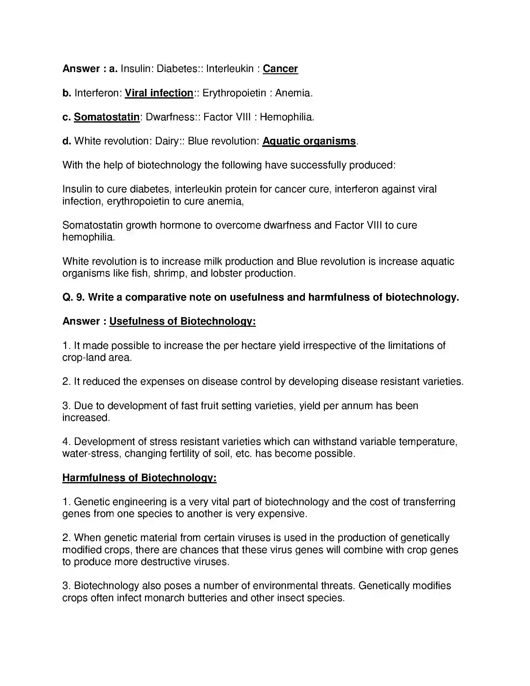 Maharashtra Board Class 10th Science & Technology-II - English Medium Cell Biology and Biotechnology Solution 9