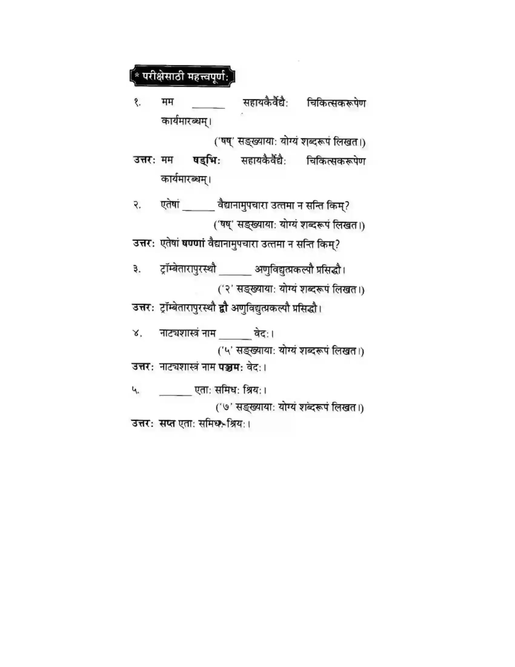 Maharashtra Board Class 10th मन्दाकिनी (Sanskrit) सङ्ख्यालेखनम। - व्याकरणम – ऊपयोजनकौशलम Solution 3