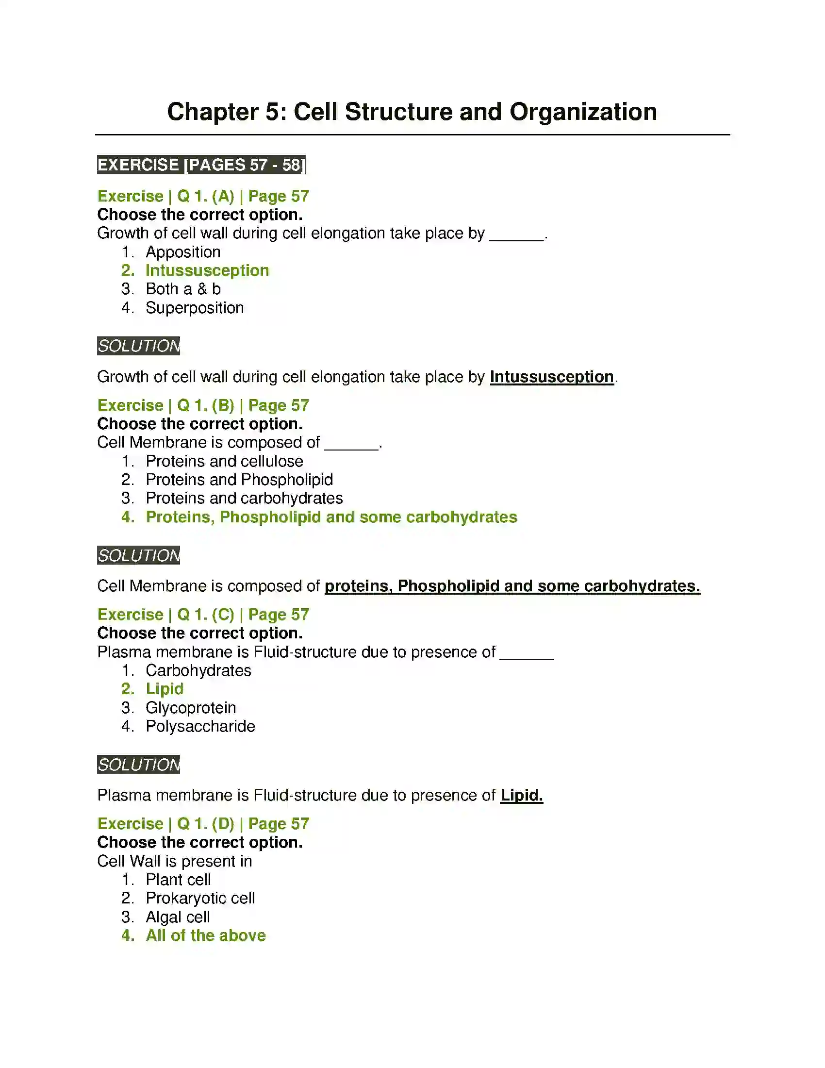 Maharashtra Board Class 11th Biology Cell Structure and Organization Solution 1