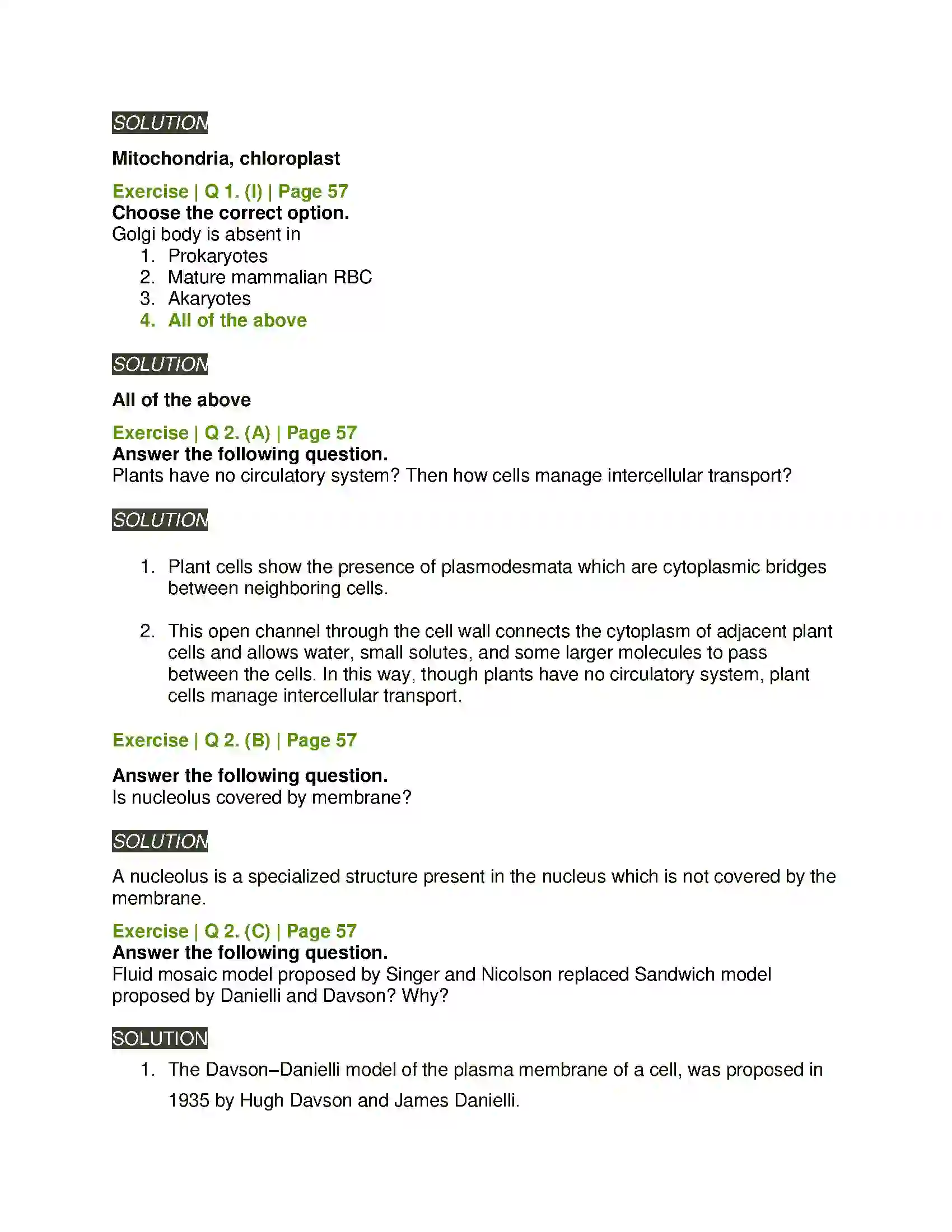 Maharashtra Board Class 11th Biology Cell Structure and Organization Solution 3