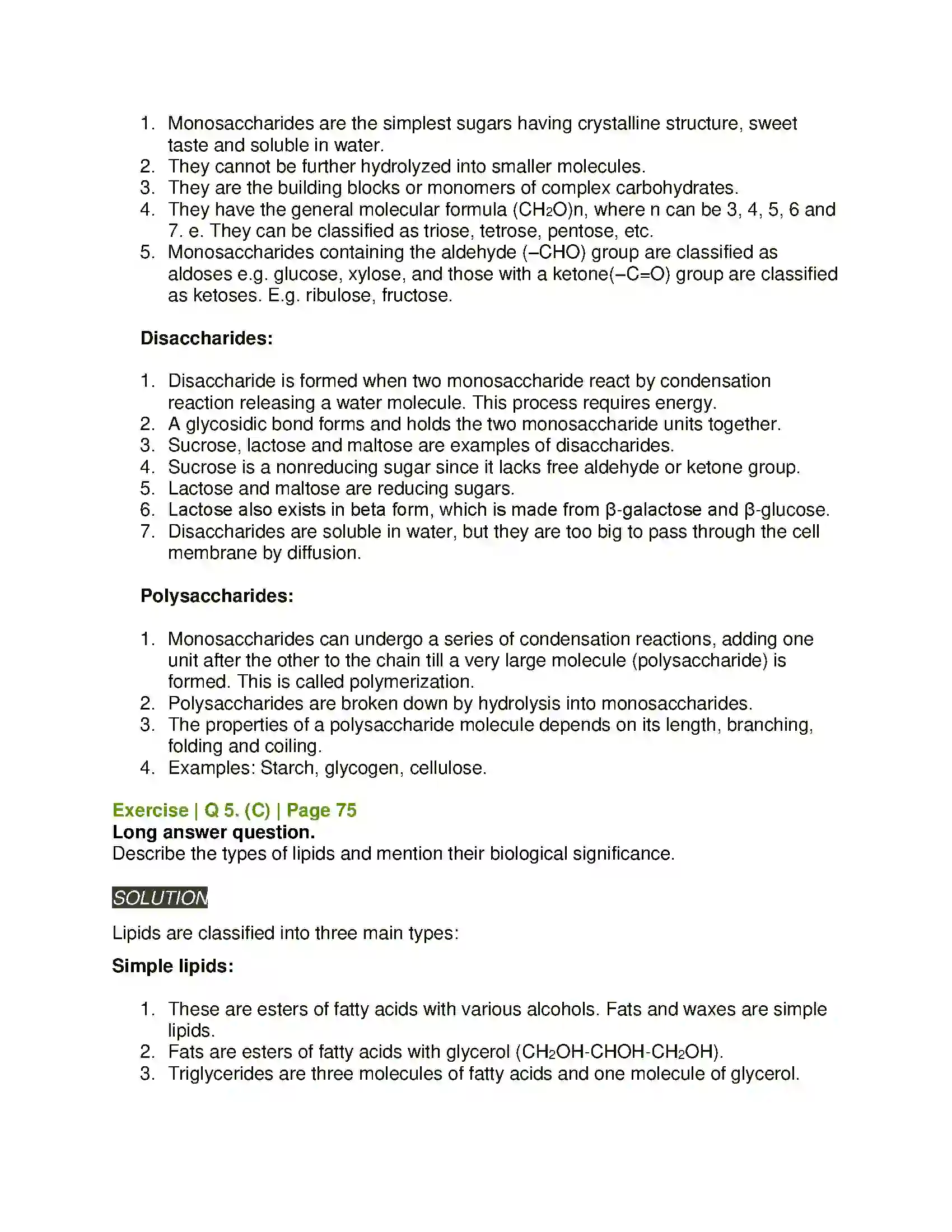 Maharashtra Board Class 11th Biology Biomolecules Solution 10